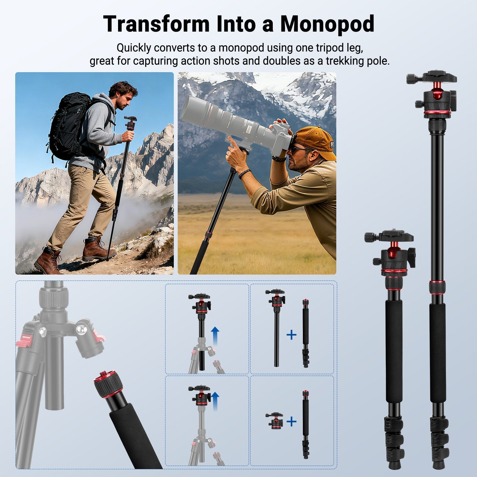 NEEWER BASICS TP14B 72"/ 182cm Travel Tripod Monopod