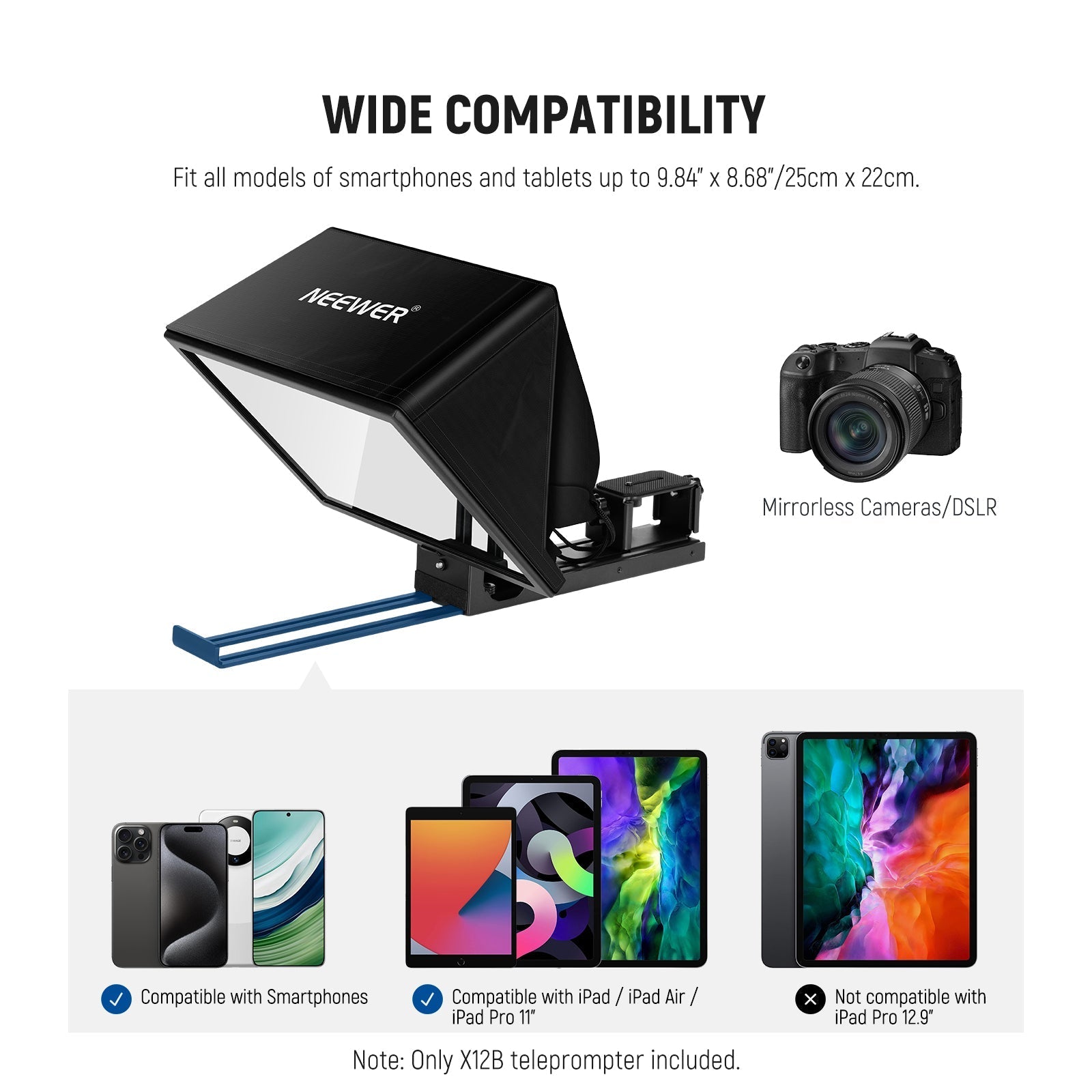NEEWER BASICS X12B Aluminum Alloy Liftable Teleprompter