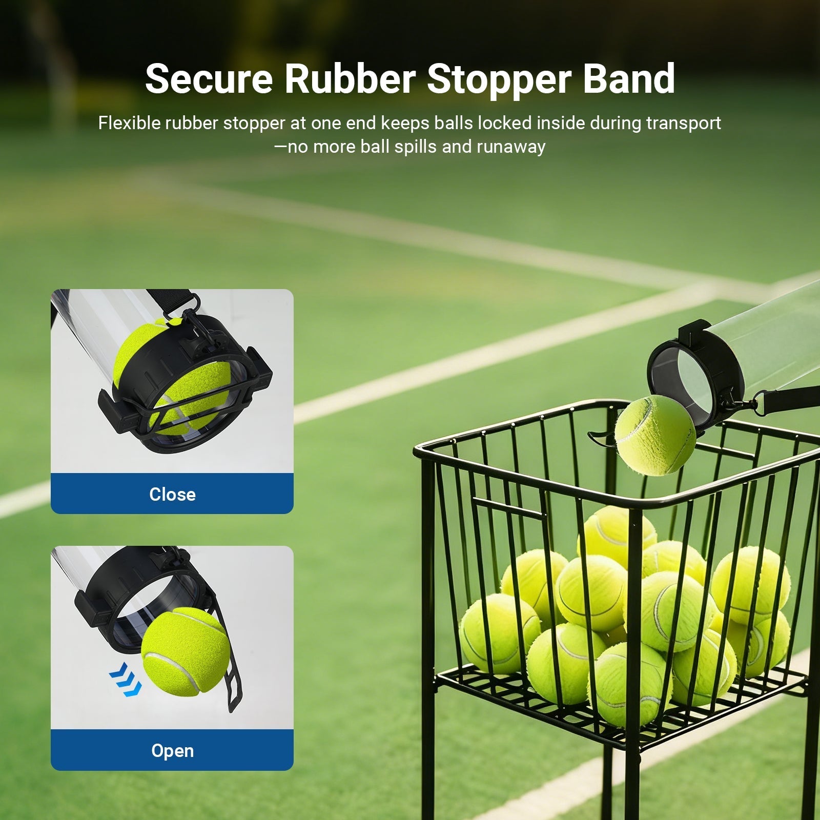 NEEWER TB03Z Ball Retriever Tube Hopper for Tennis Balls & Pickleballs