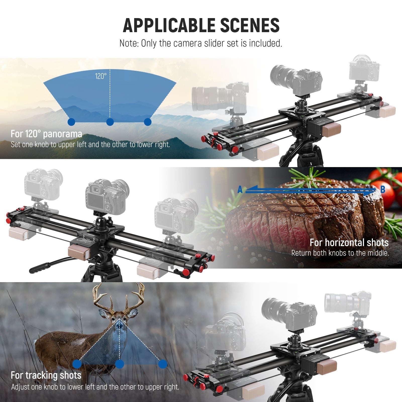 NEEWER ER1 Motorized Carbon Fiber Camera Slider with F750 Battery