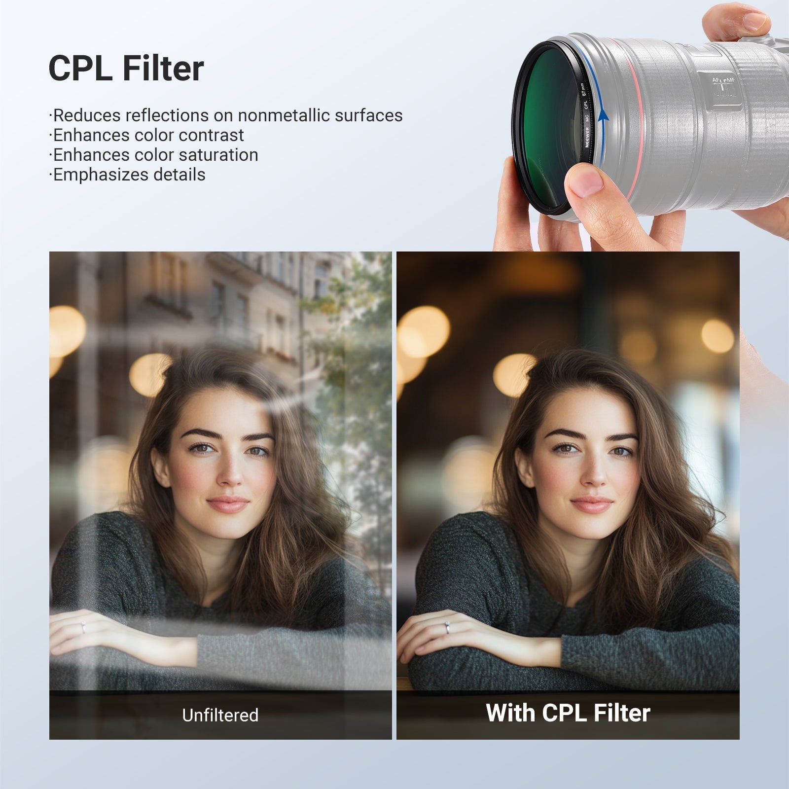 NEEWER 3 Pack Variable ND + CPL + UV Filter Kit