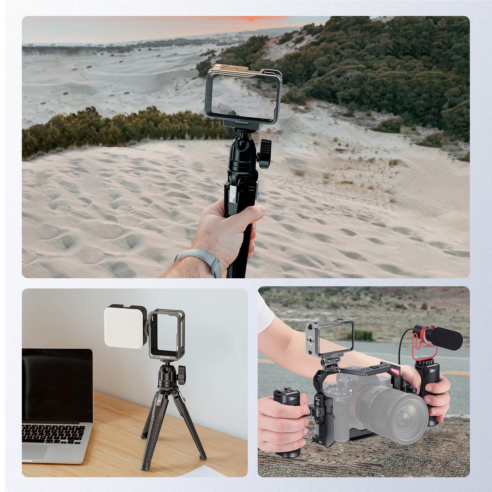 NEEWER AC011+AC012+ AC014 Action Camera Cage Kit For DJI Osmo Action 5 Pro/4/3