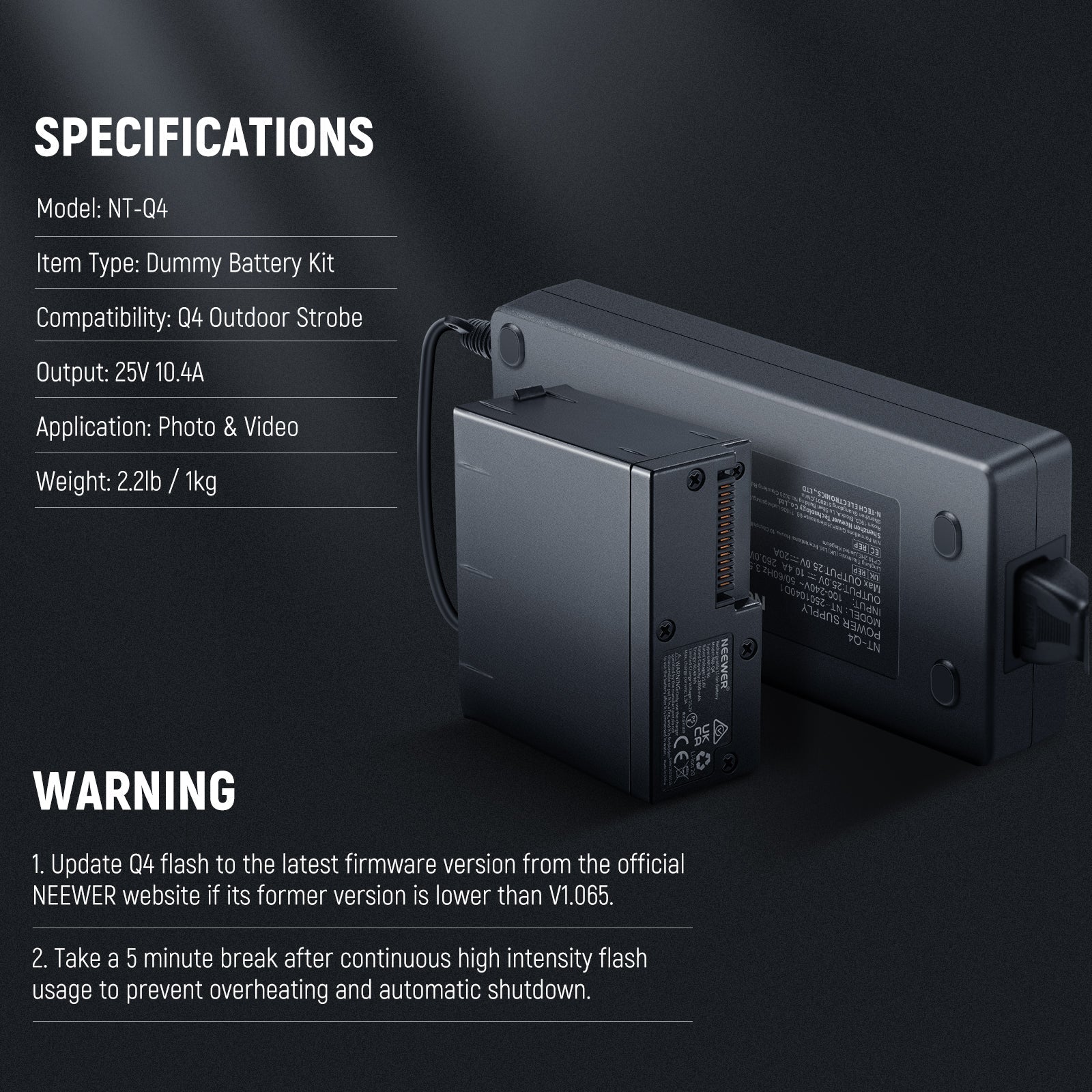 NEEWER NT-Q4 Dummy Battery Kit For Q4/Q4PRO