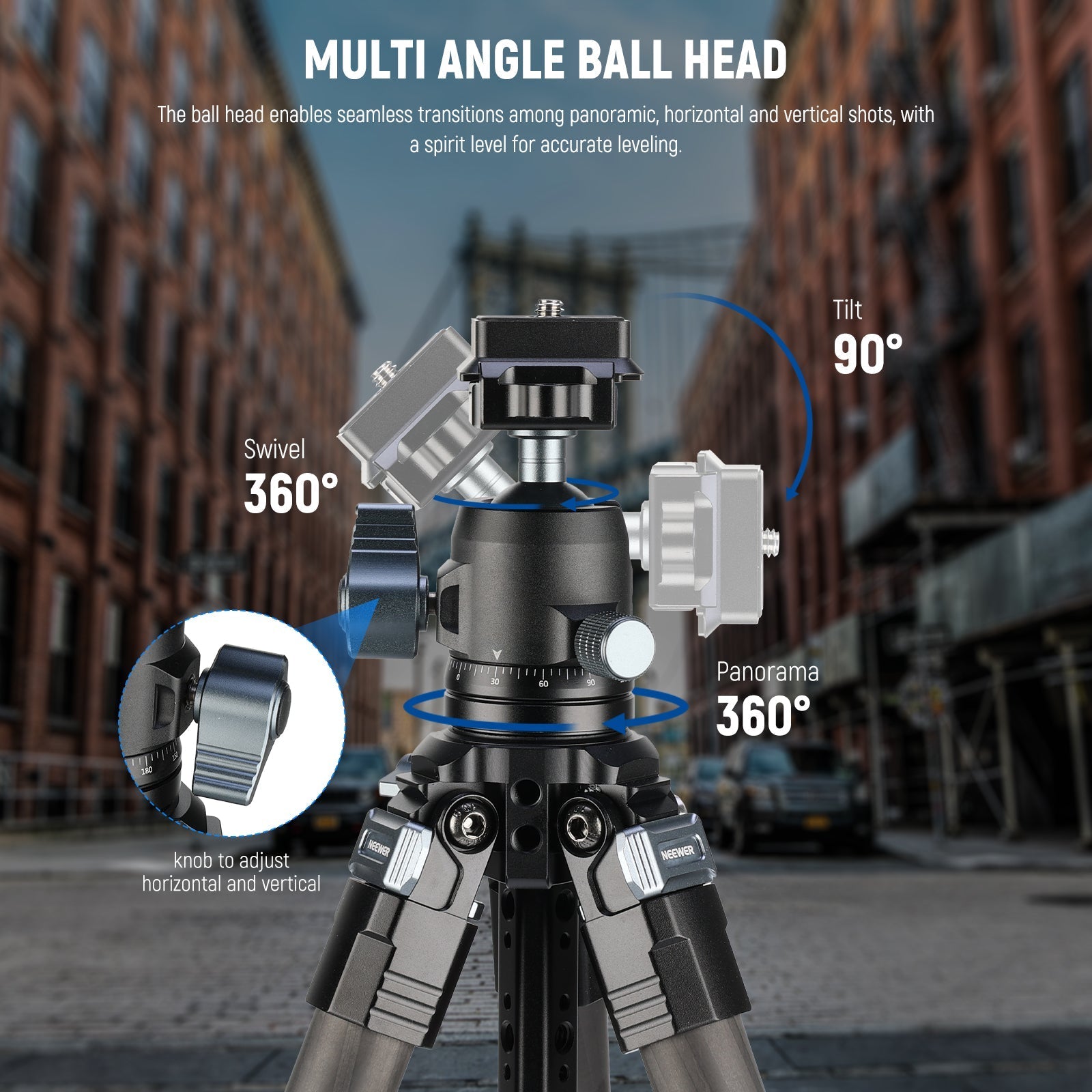 NEEWER LT36/LT37 60.4" Carbon Fiber Travel Tripod