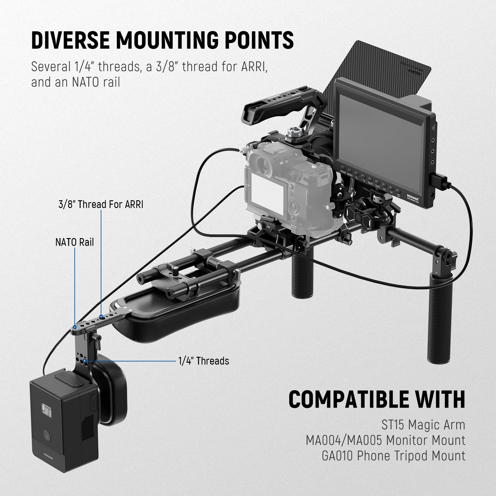 NEEWER SR016 15mm LWS Self Adjusting Shoulder Pad with V Mount Battery Plate
