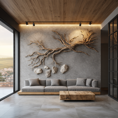 Organic Branch Solid Wood Wall Art Sculptural Interior Decor