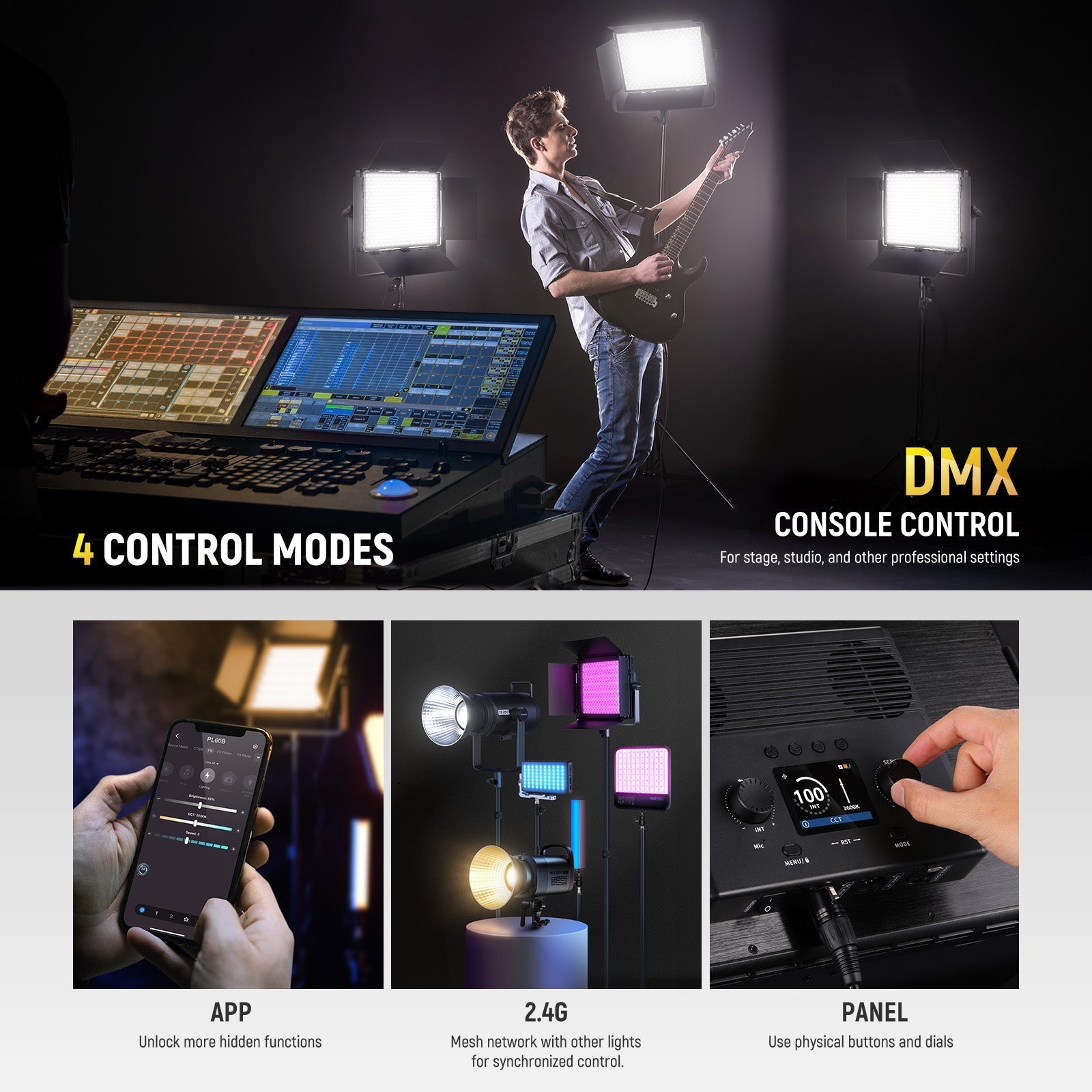 NEEWER PL60B Bi Color LED Panel Video Light
