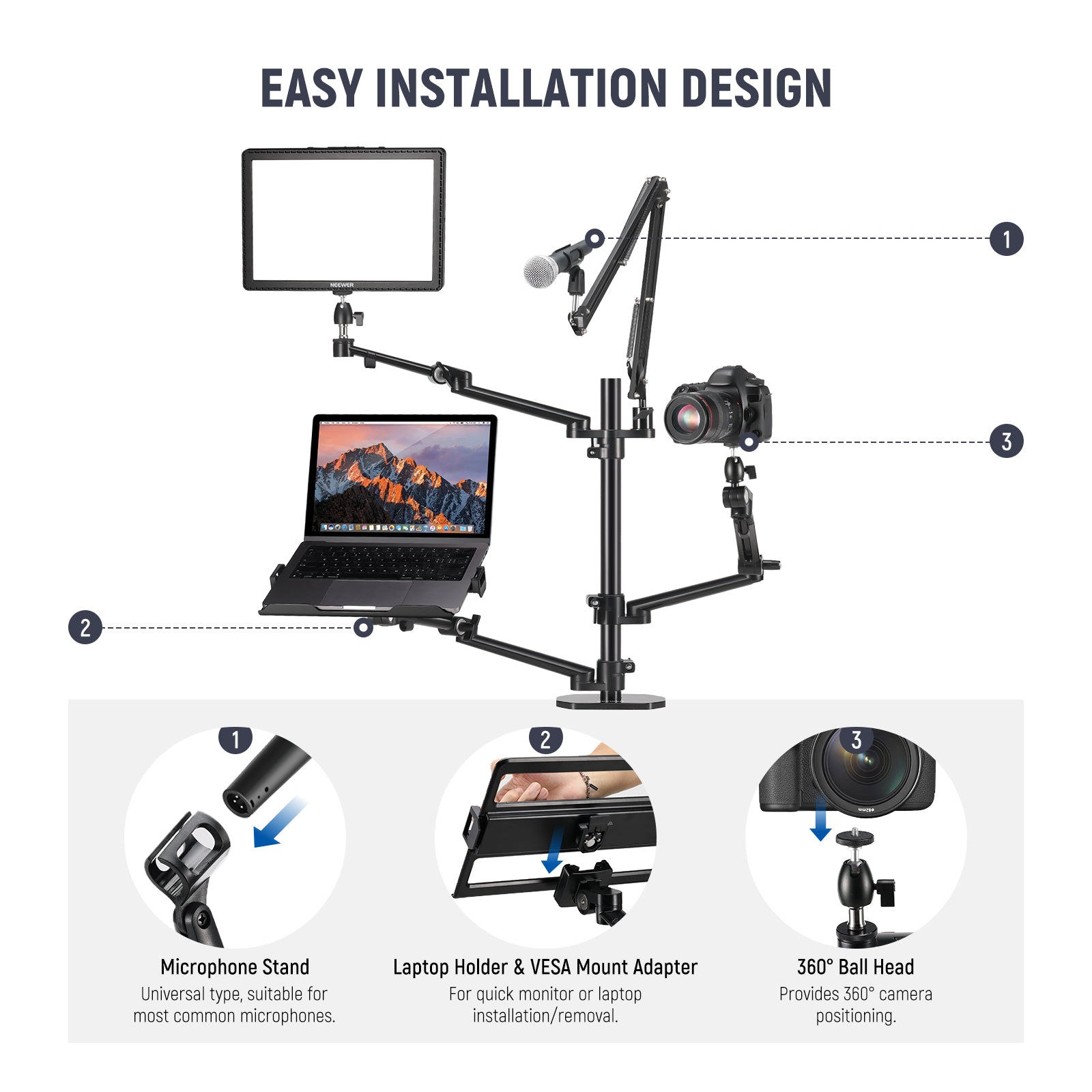 NEEWER DS007 Desktop Overhead Camera Mount Rig