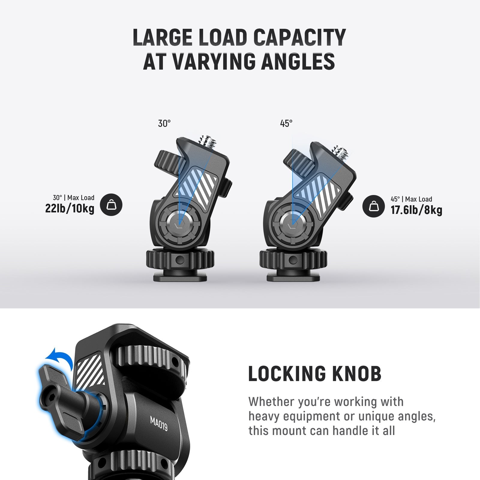 NEEWER MA019 Camera Monitor Mount with Cold Shoe 360° Swivel 180° Tilt