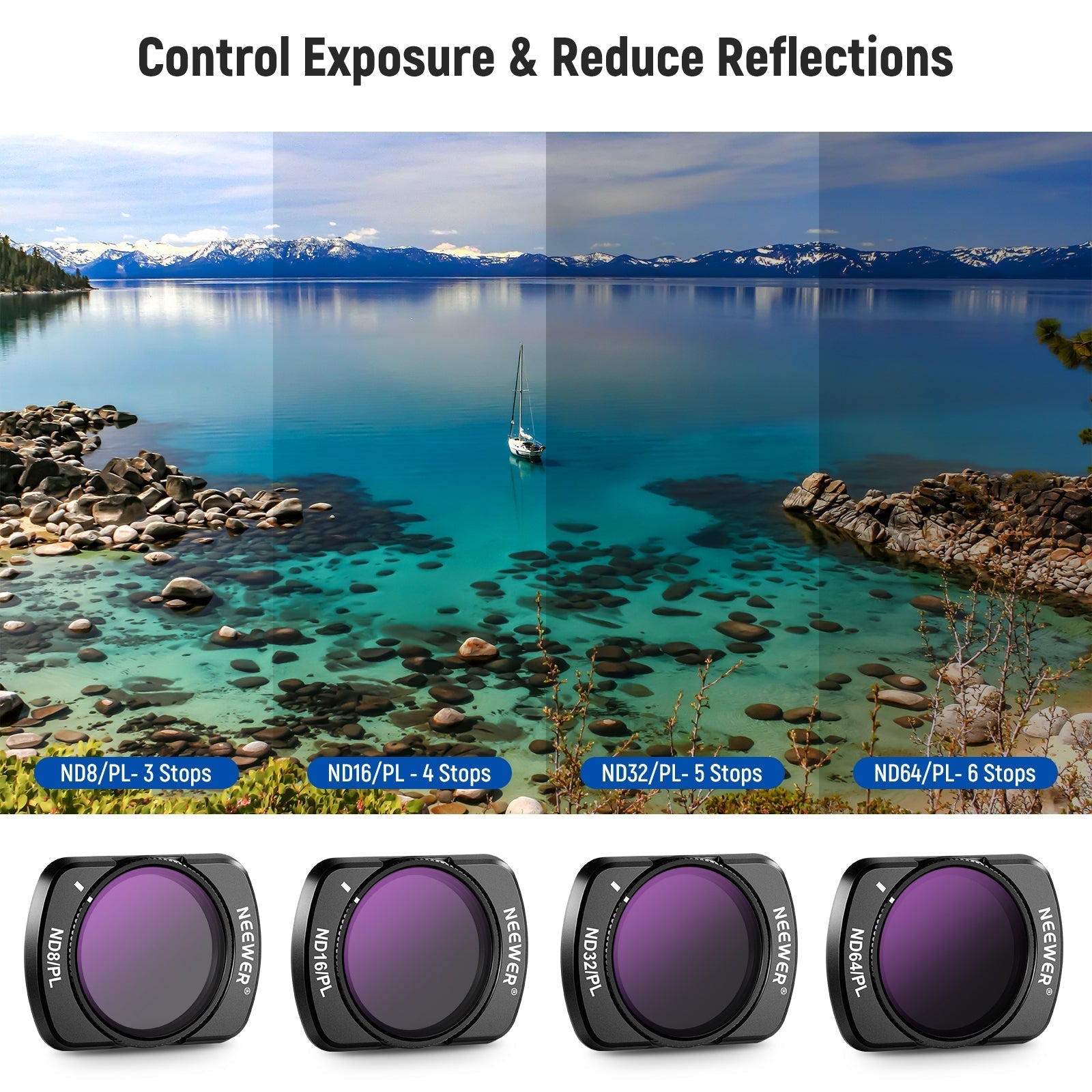 NEEWER FL-B07 ND/PL Filter Set with 0.75x Wide Angle Lens for Pocket 3 / Pocket 4 & Xtra Muse