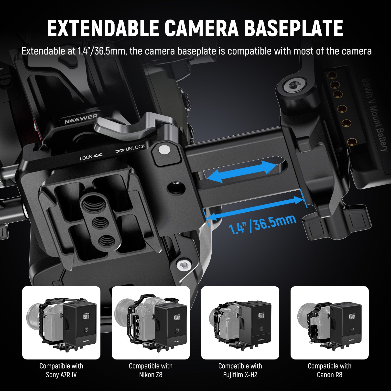 NEEWER PS015 Pro Foldable V Mount Battery Plate