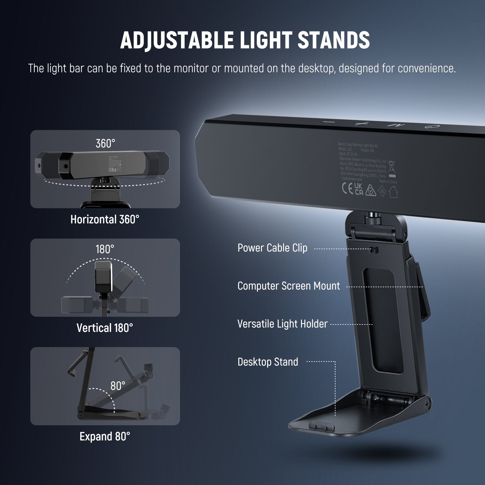 NEEWER BASICS L10 Bi Color Monitor Light Bar Kit