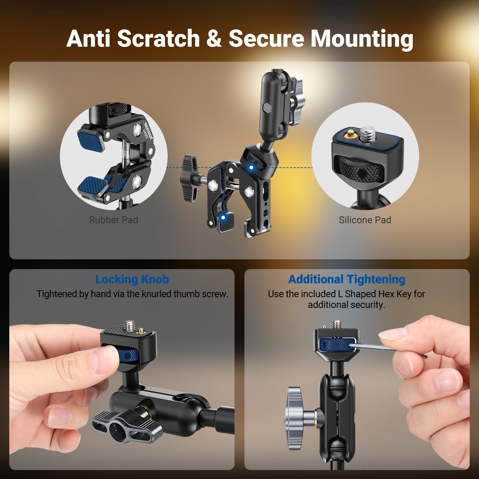 NEEWER UA057 22" Articulating Magic Arm with Super Clamp & Phone Holder