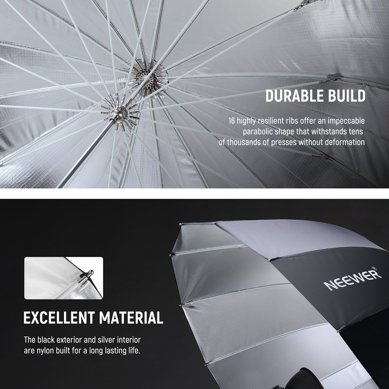 NEEWER Parabolic Reflective Umbrella with Diffuser
