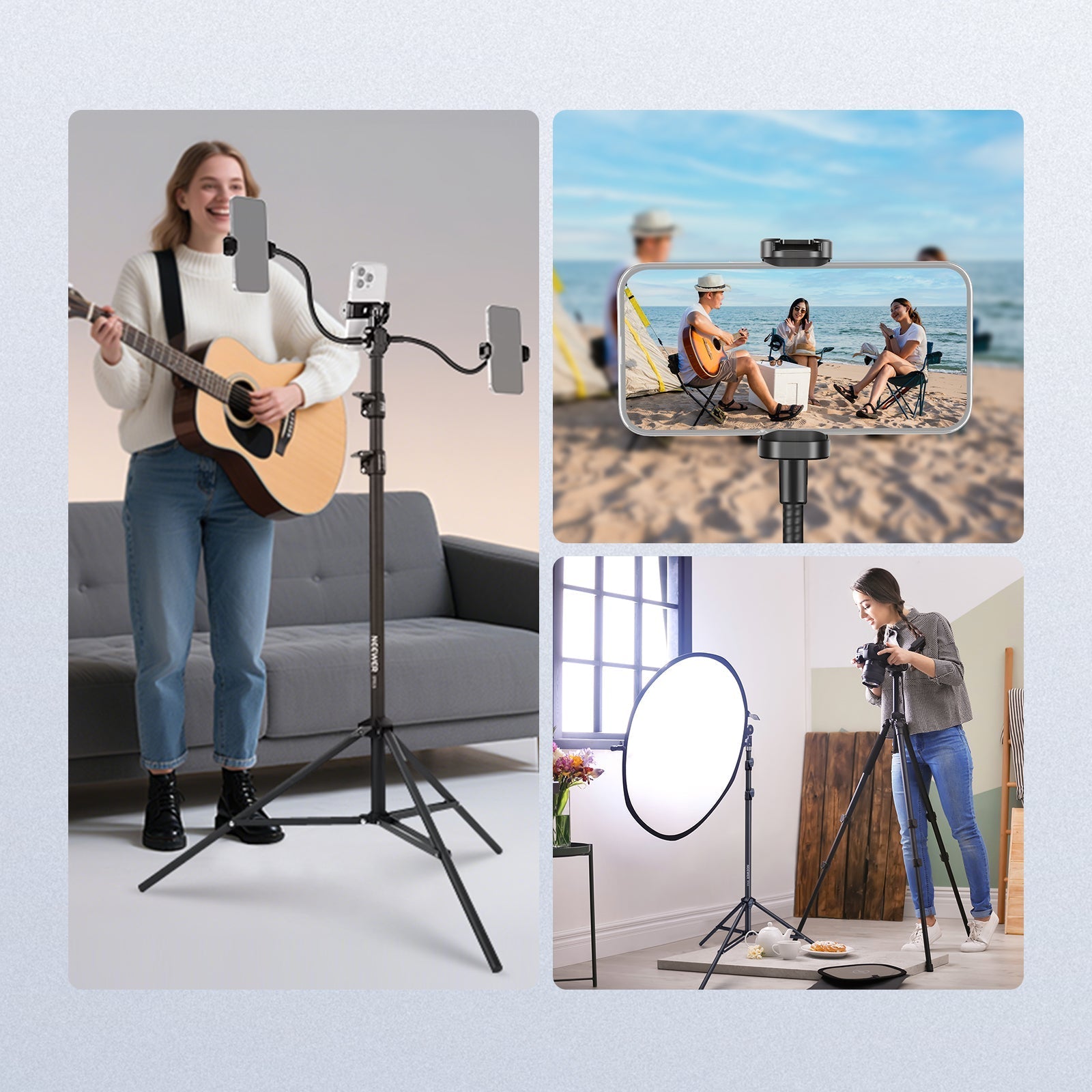 NEEWER BASICS ST015 Phone Tripod Stand with Dual Flexible Arms