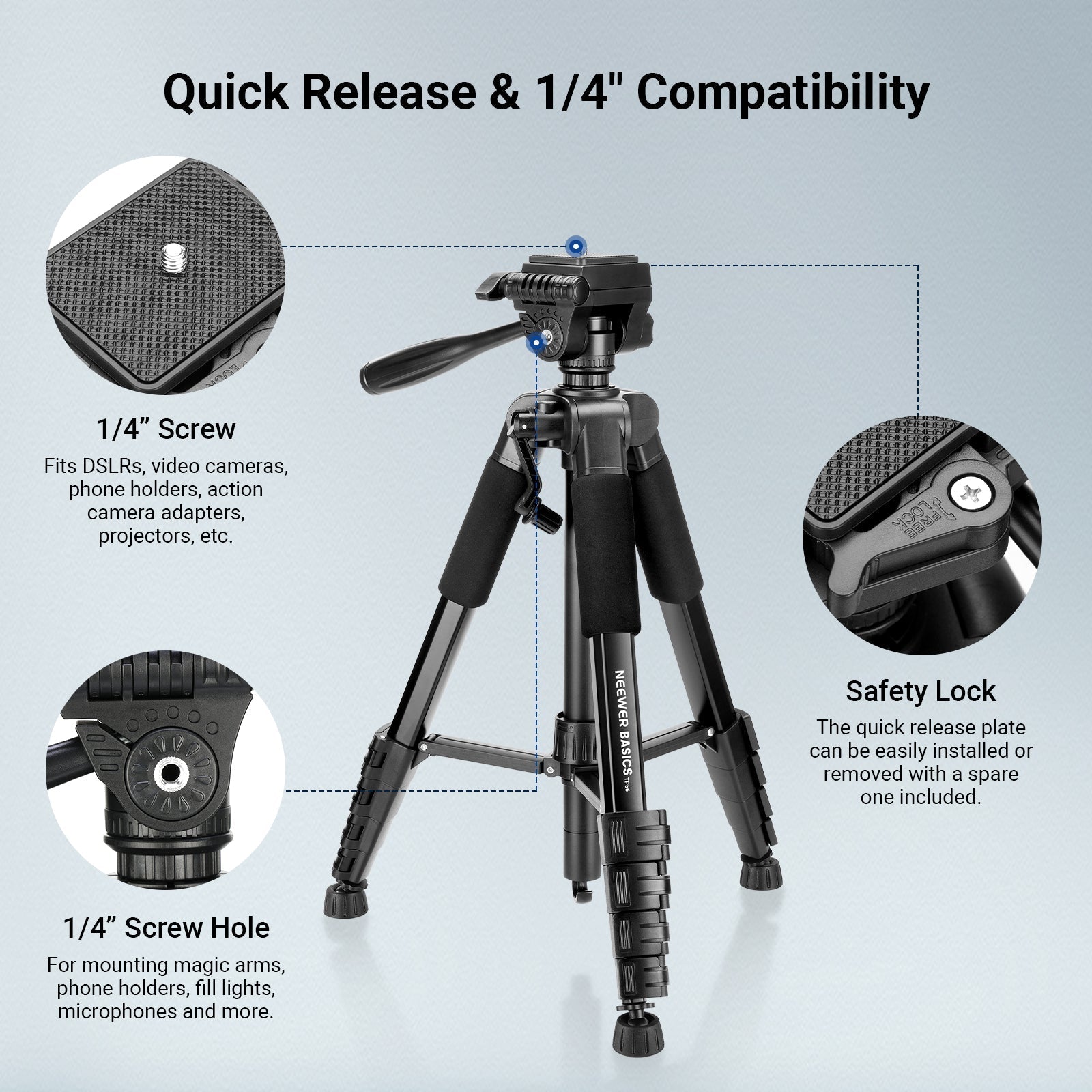 NEEWER BASICS TP56 74" Camera Tripod