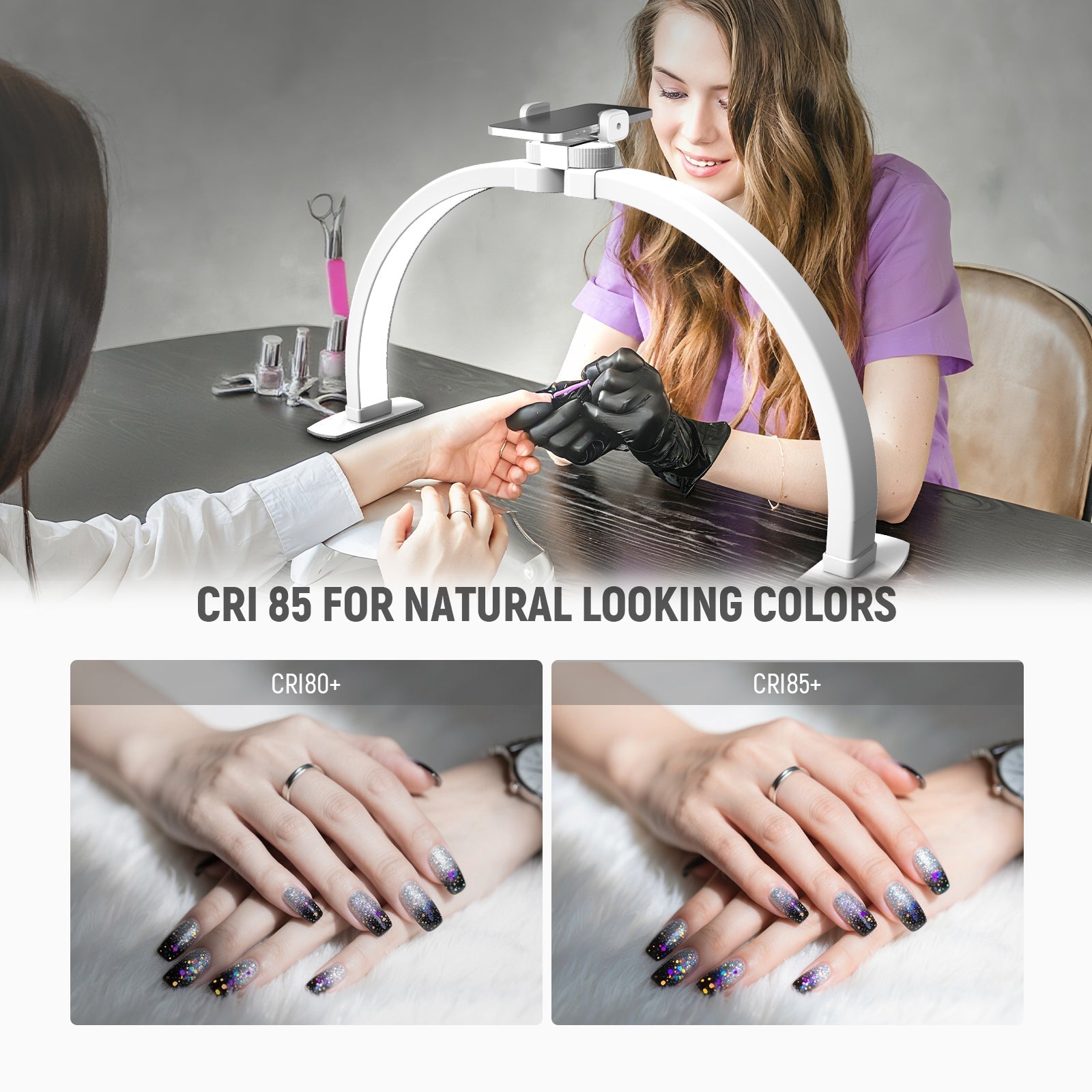 NEEWER BASICS HM04-D 28W 23" Foldable Nail Tech Table Arc Lamp