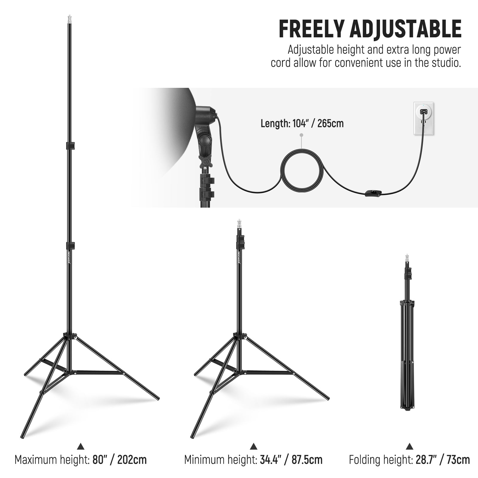 NEEWER NK300 24"X24"/60x60 350W Equivalent Softbox Lighting Kit