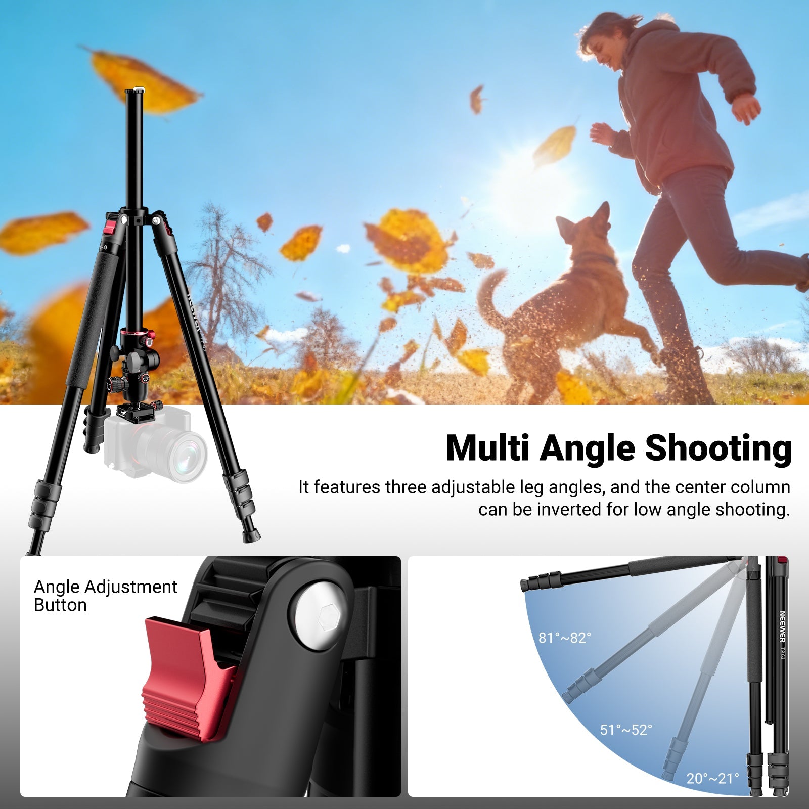 NEEWER TP63/TP64 Overhead Horizontal Camera Tripod Monopod