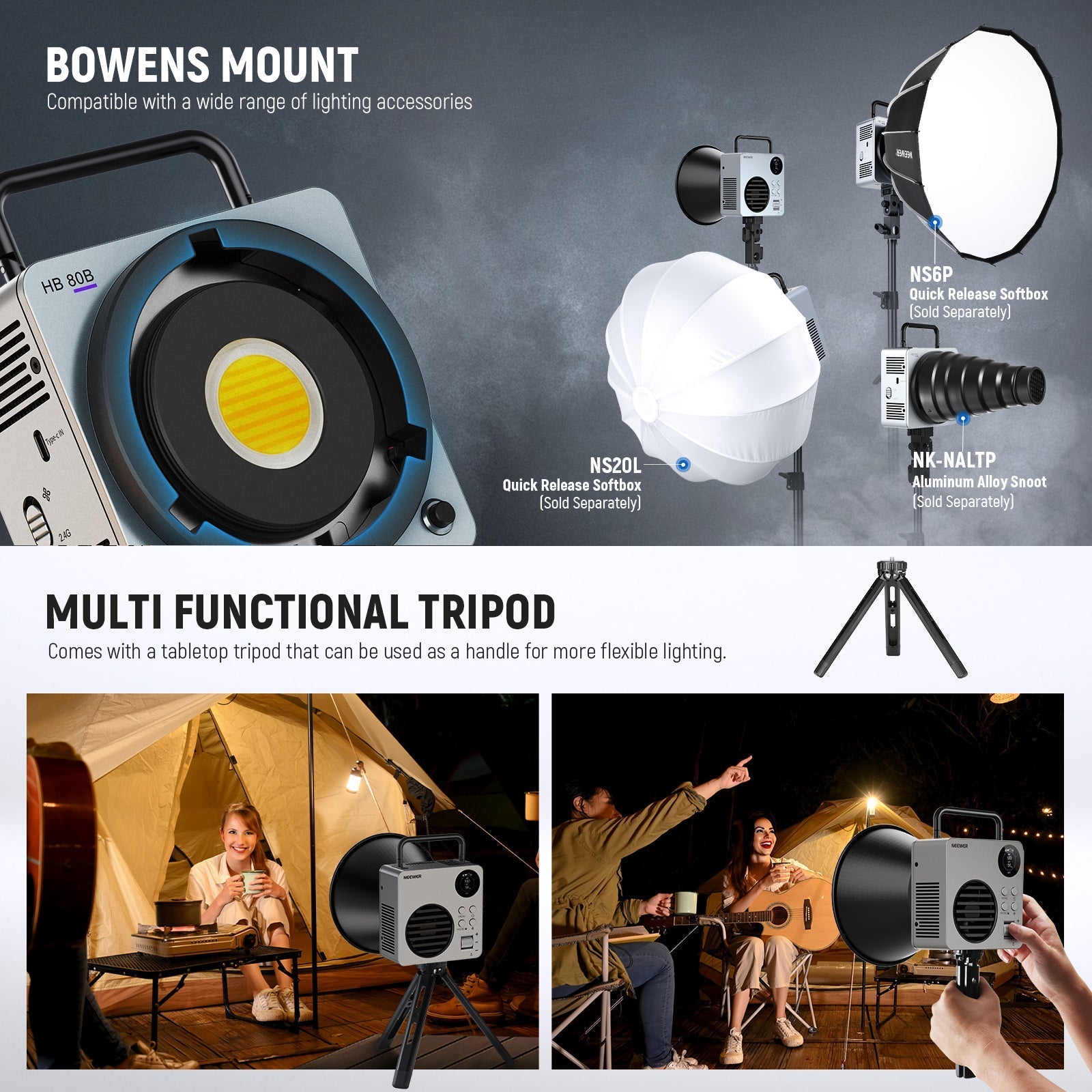 NEEWER HB80B 80W Bi-Color Mini COB LED Video Light