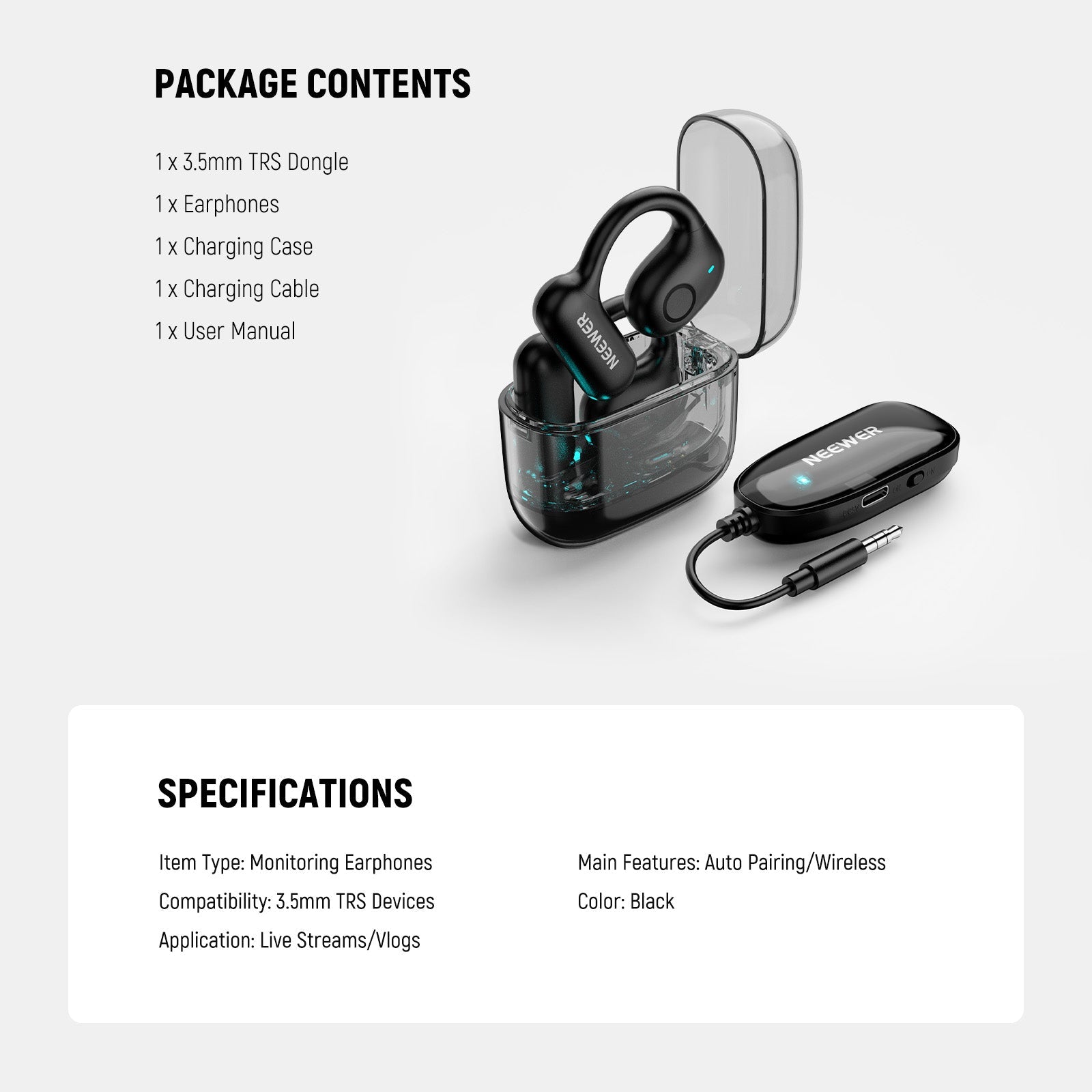 NEEWER EB01 OWS Wireless Monitoring Earphones