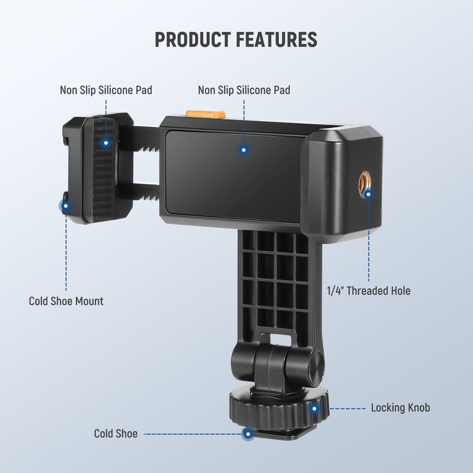 NEEWER BASICS SP-10 Phone Tripod Mount Holder with 1/4" Thread & Cold Shoe