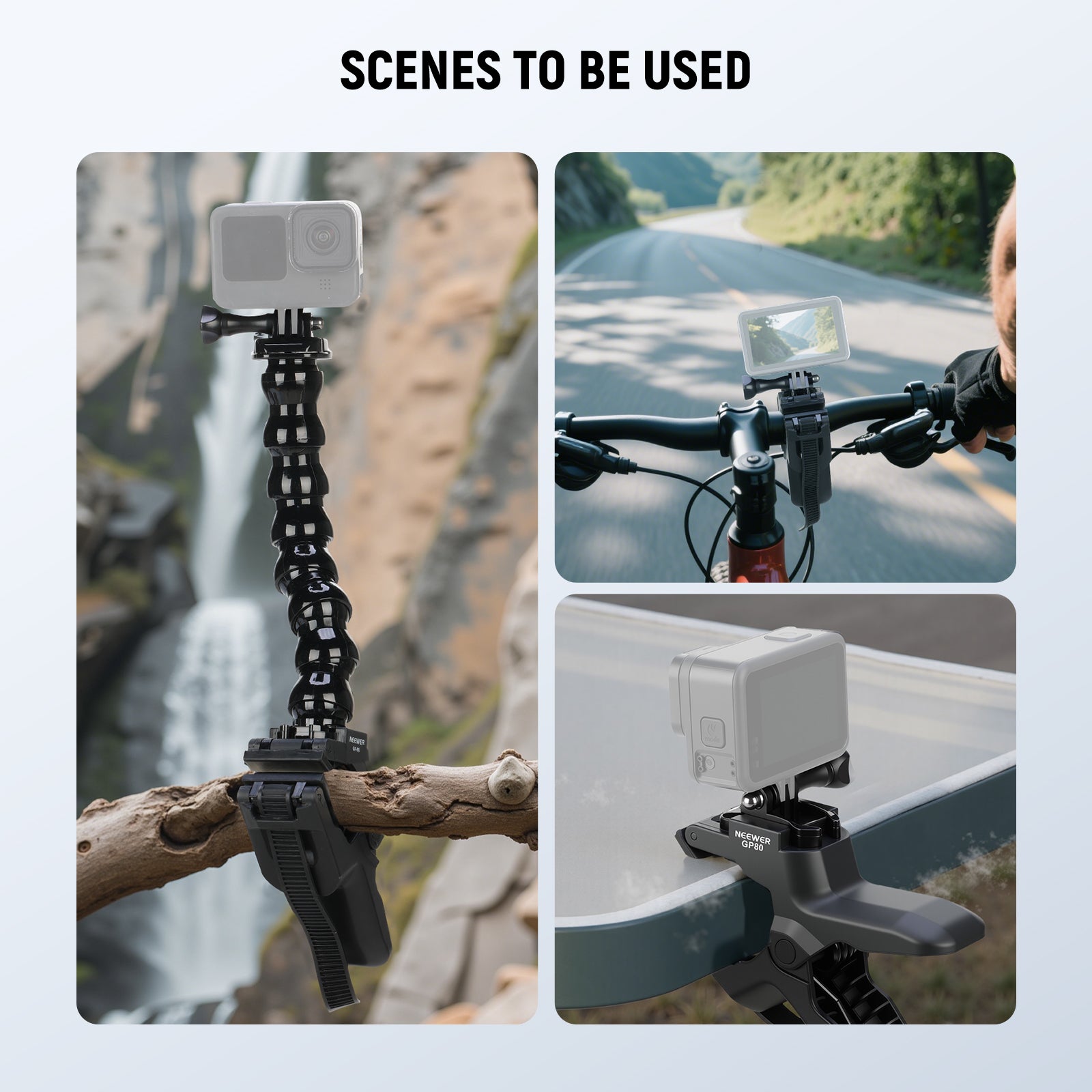 NEEWER GP-80 Flexible Clamp Mount For Action Cameras