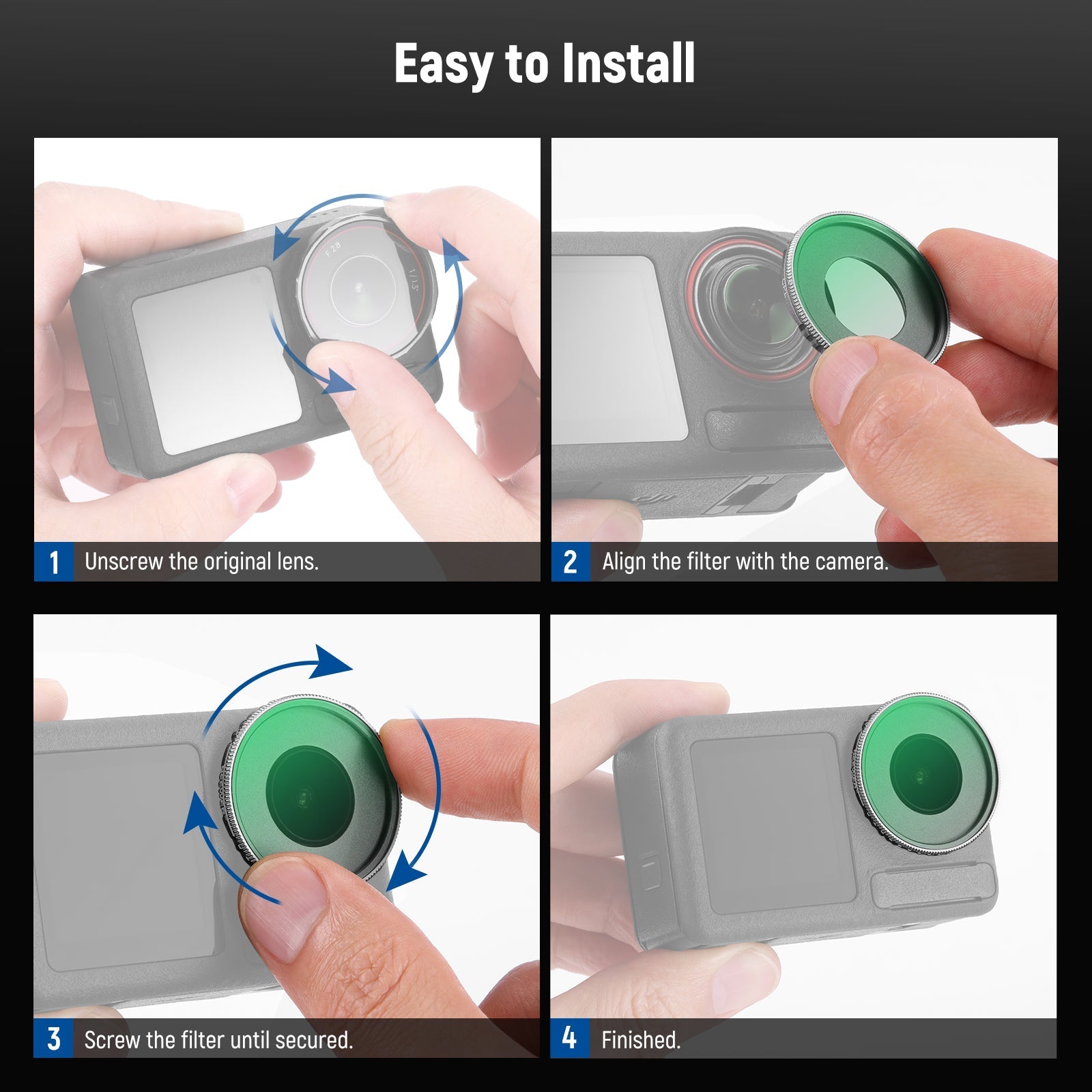 NEEWER CPL/Black Diffusion Filter For DJI Osmo Action 5 Pro & Action 4
