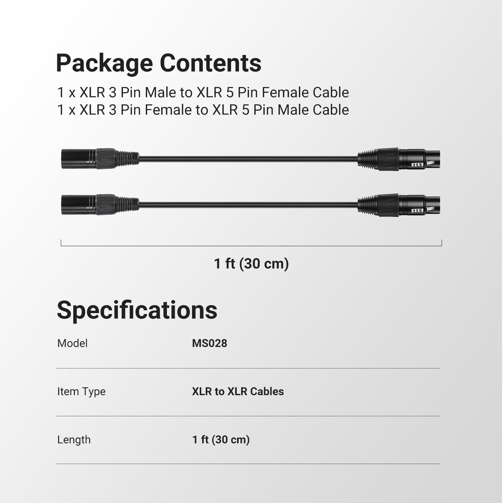 NEEWER MS028 10ft 6.35mm 1/4 Inch TRS to 3 Pin XLR Male Patch Cable