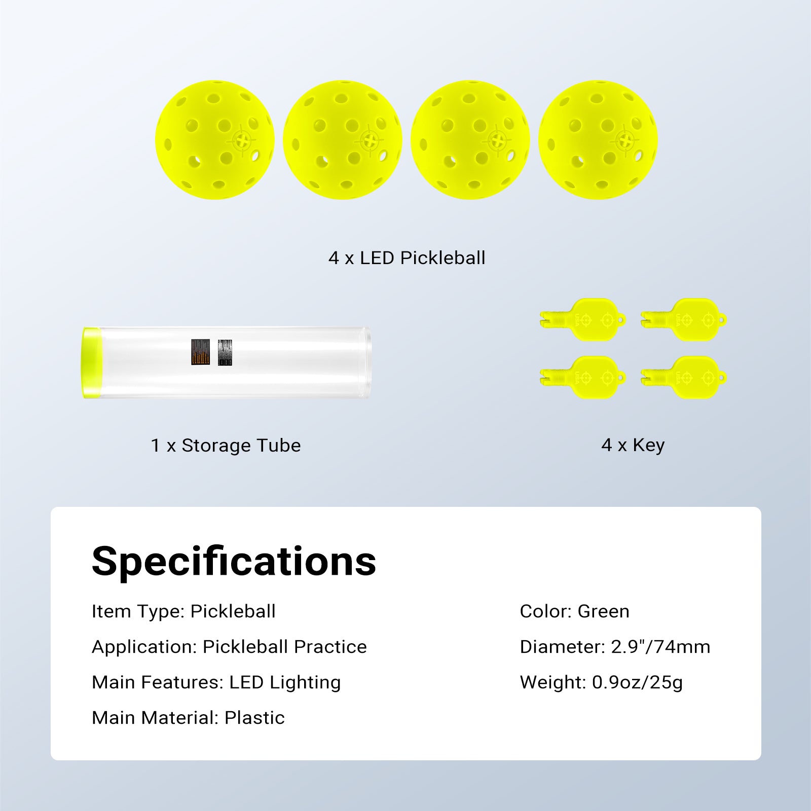 NEEWER PB02 4 Packs LED Pickleball Set