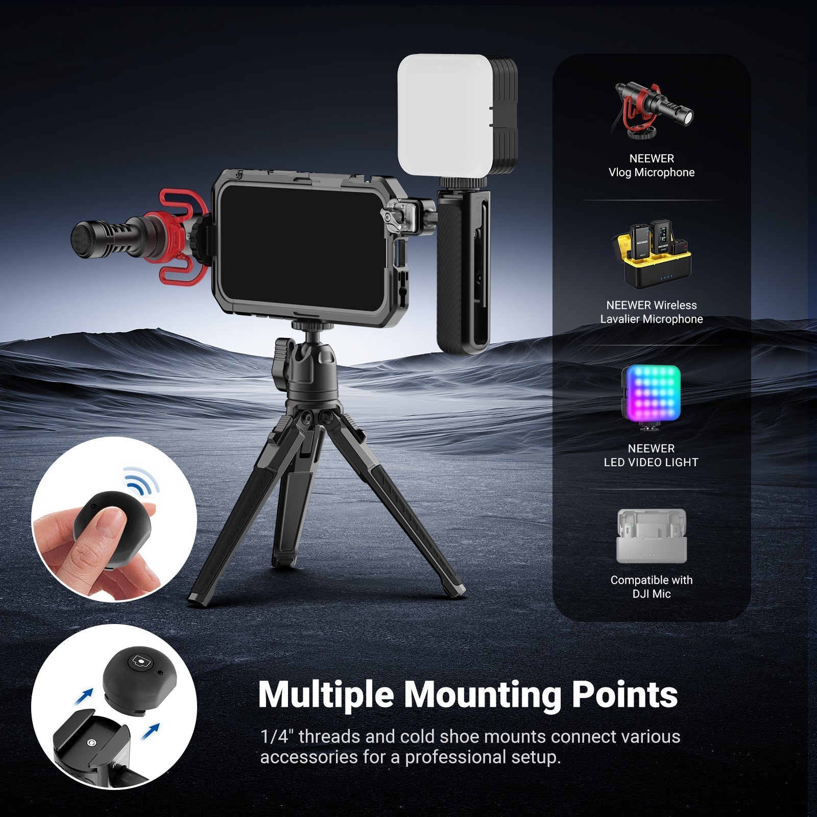 NEEWER PA143/PA144 Phone Cage Handle Kit Compatible with iPhone 17 Pro/Pro Max