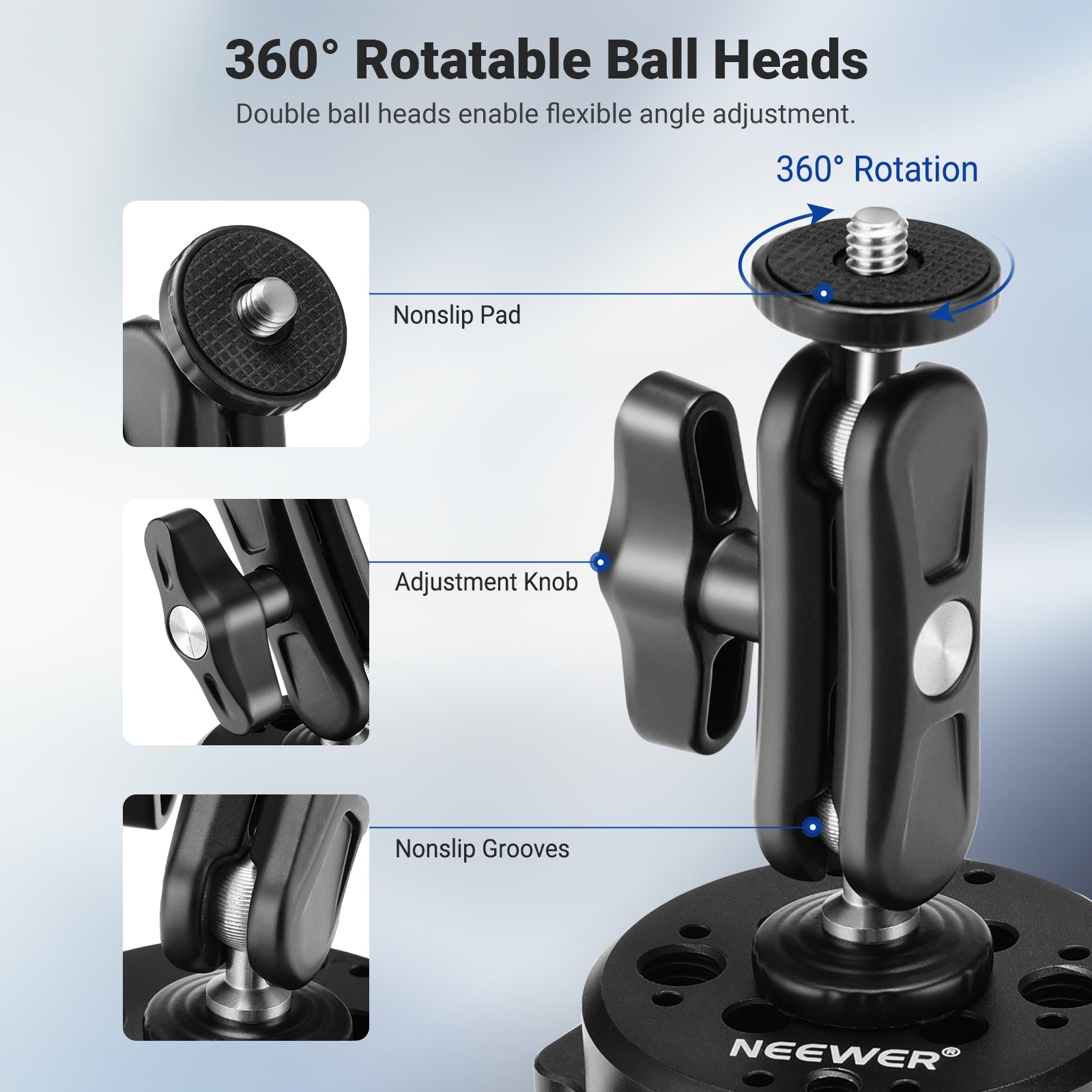 NEEWER CA013 6" Camera Suction Mount with Ball Head Magic Arm