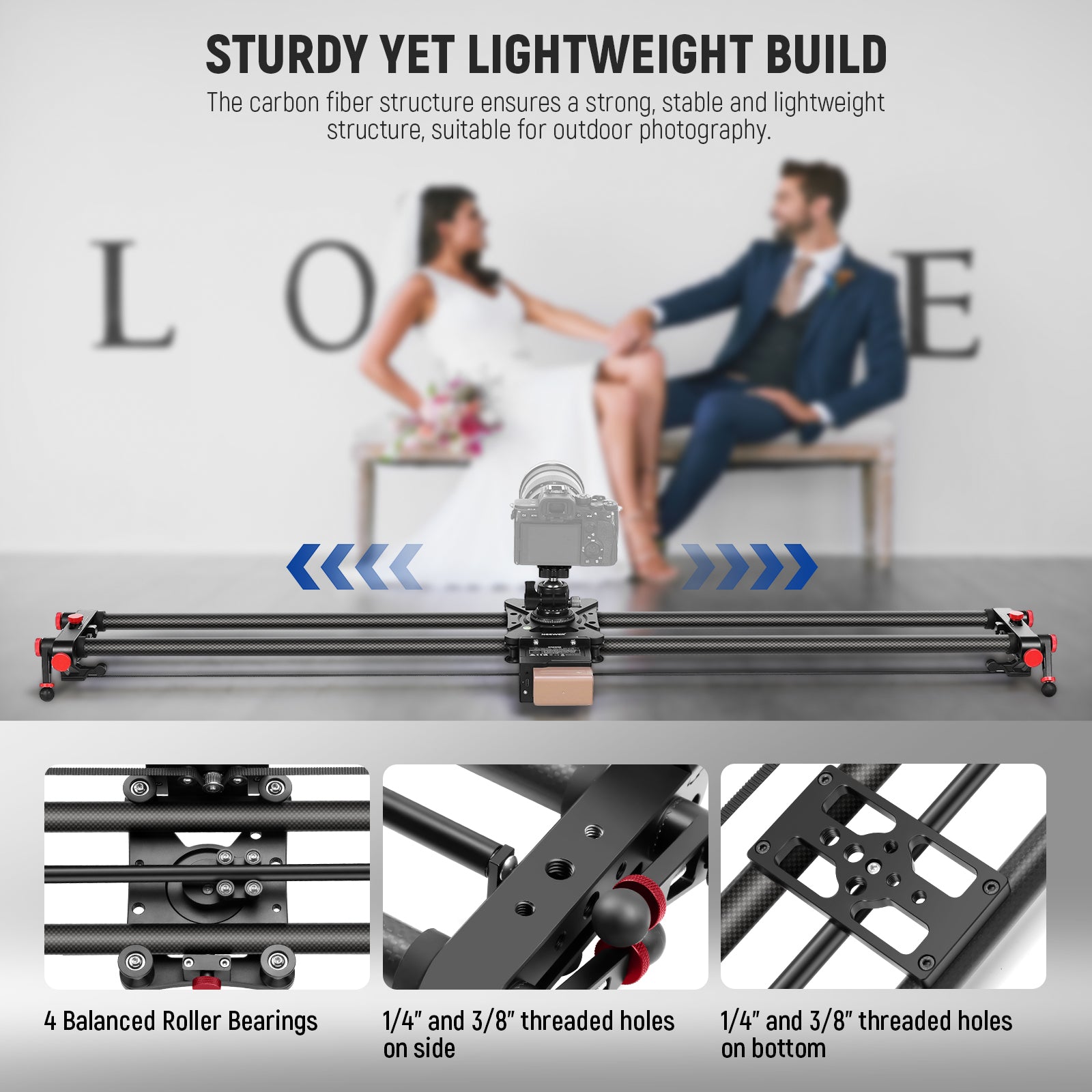 NEEWER ER1 Motorized Carbon Fiber Camera Slider with F750 Battery