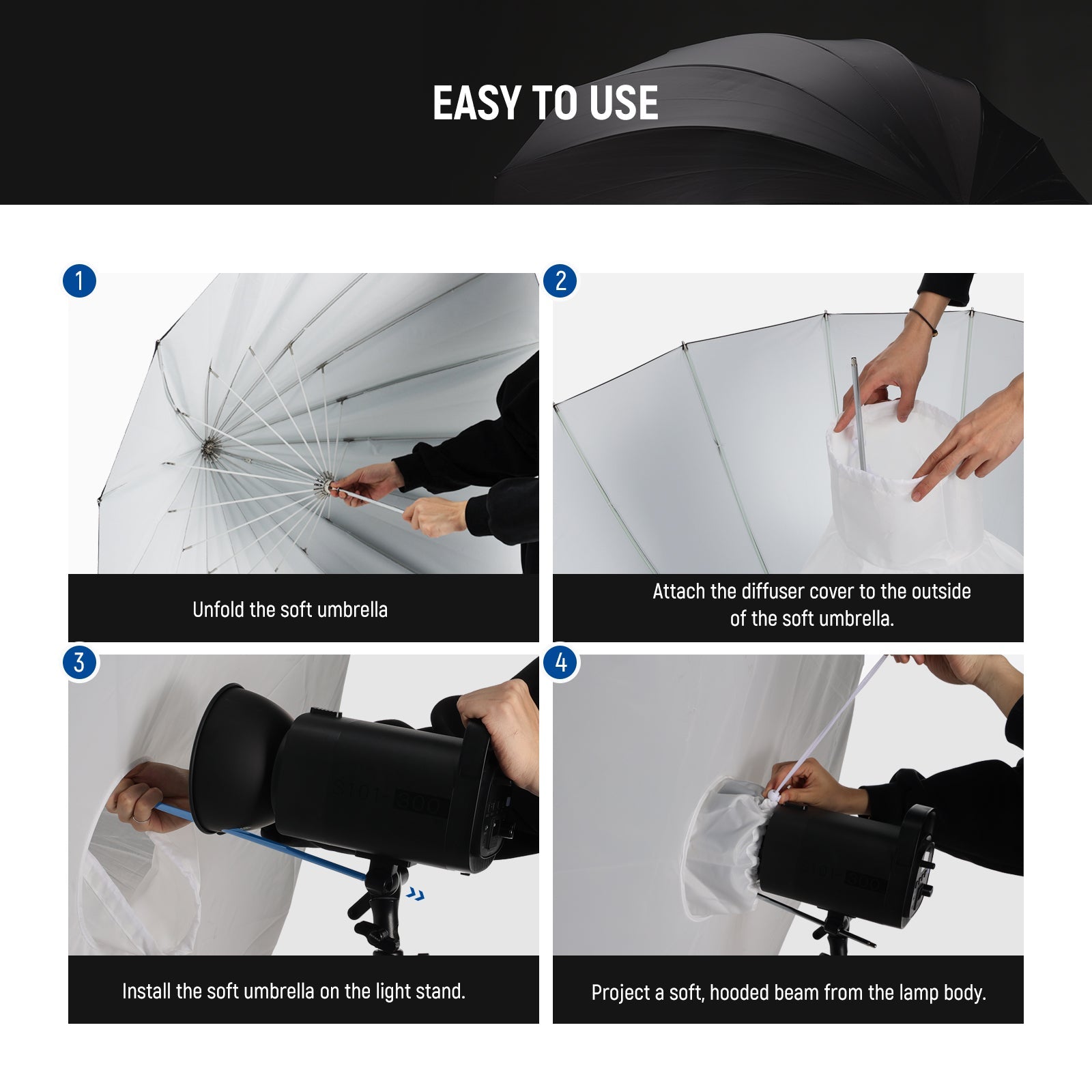 NEEWER Parabolic Reflective Umbrella with Diffuser