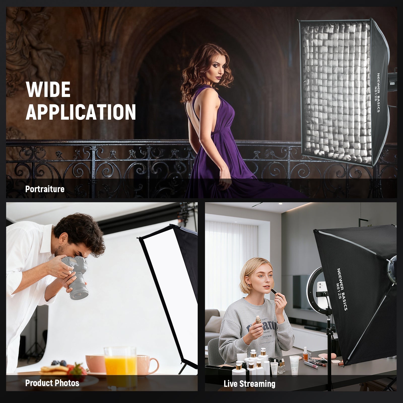NEEWER BASICS NS12S/NS14S Rectangular Softbox Kit