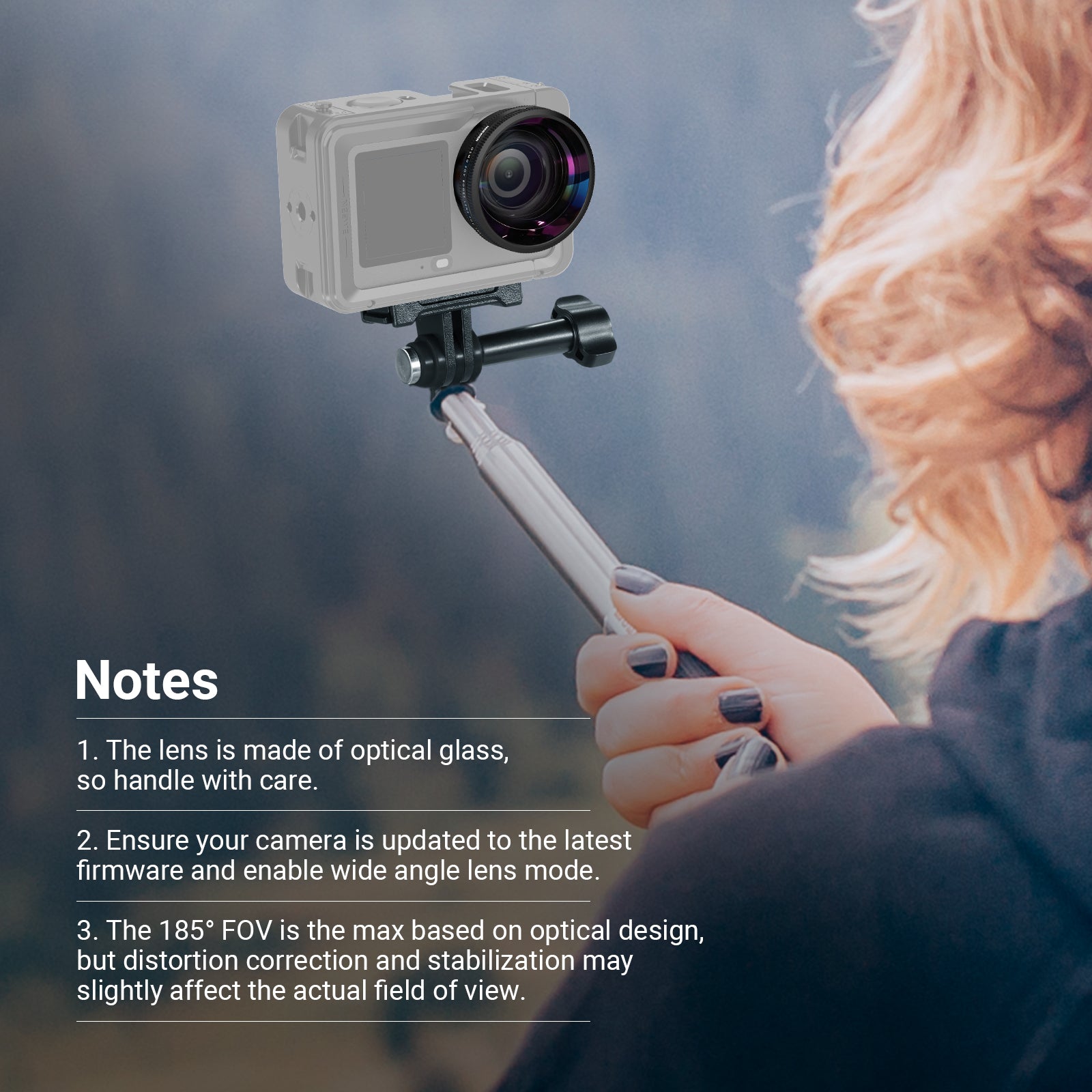 NEEWER FL-B52 185° FOV Wide Angle Lens Compatible with DJI Osmo Action 6