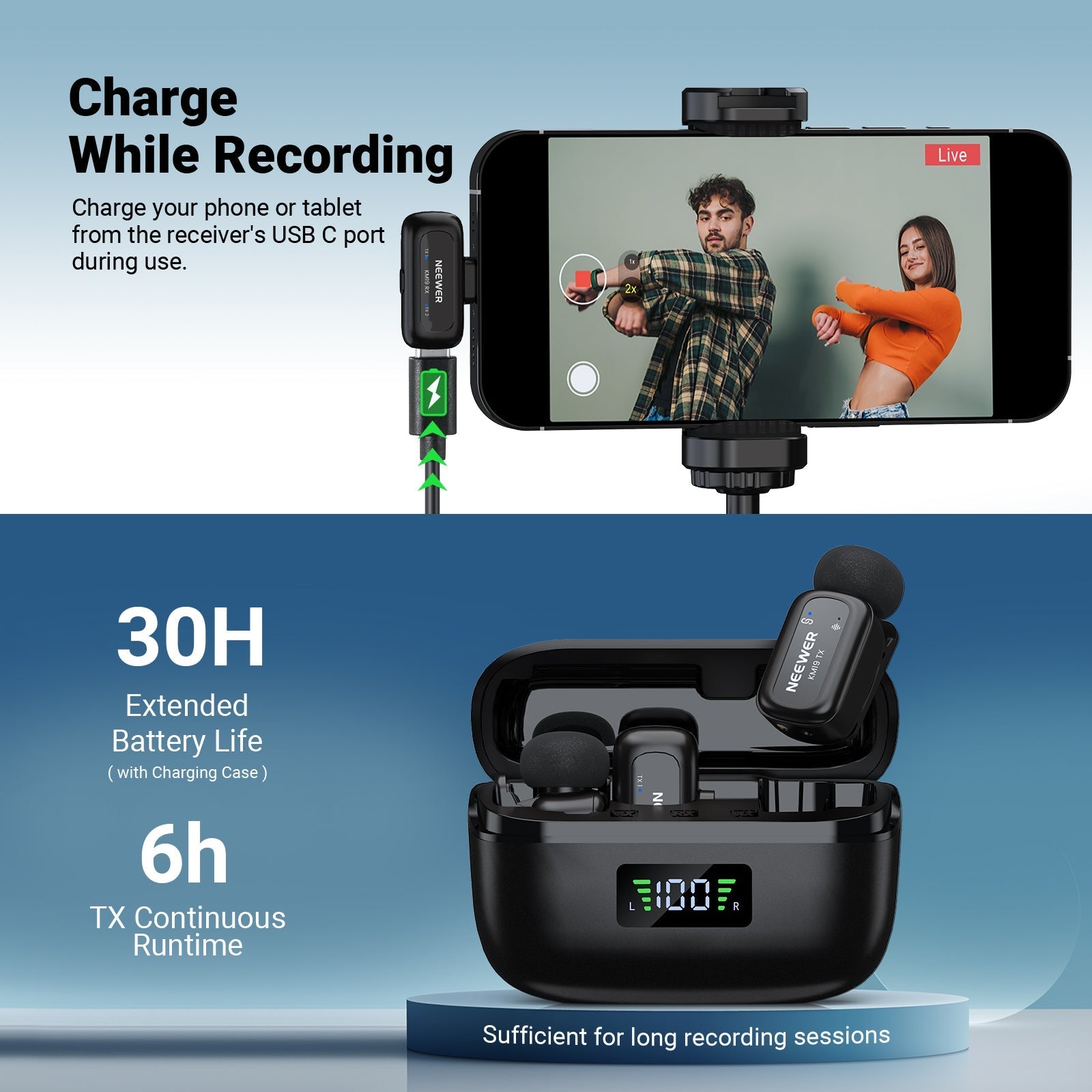NEEWER KM19 Mini Wireless Lavalier Microphone