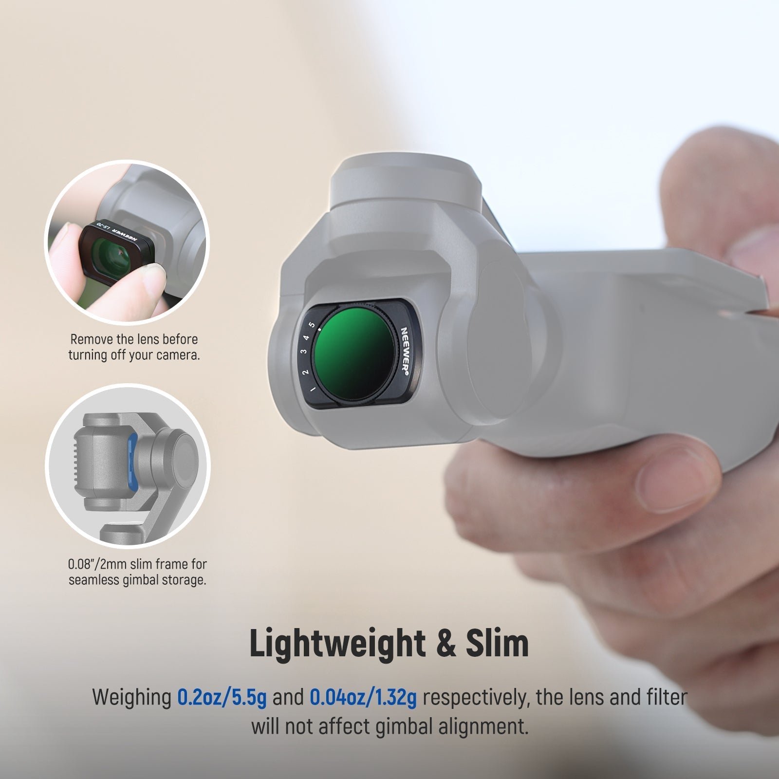 NEEWER Filter Set with Wide Angle Lens for DJI Osmo Pocket 3 / Pocket 4 & Xtra Muse