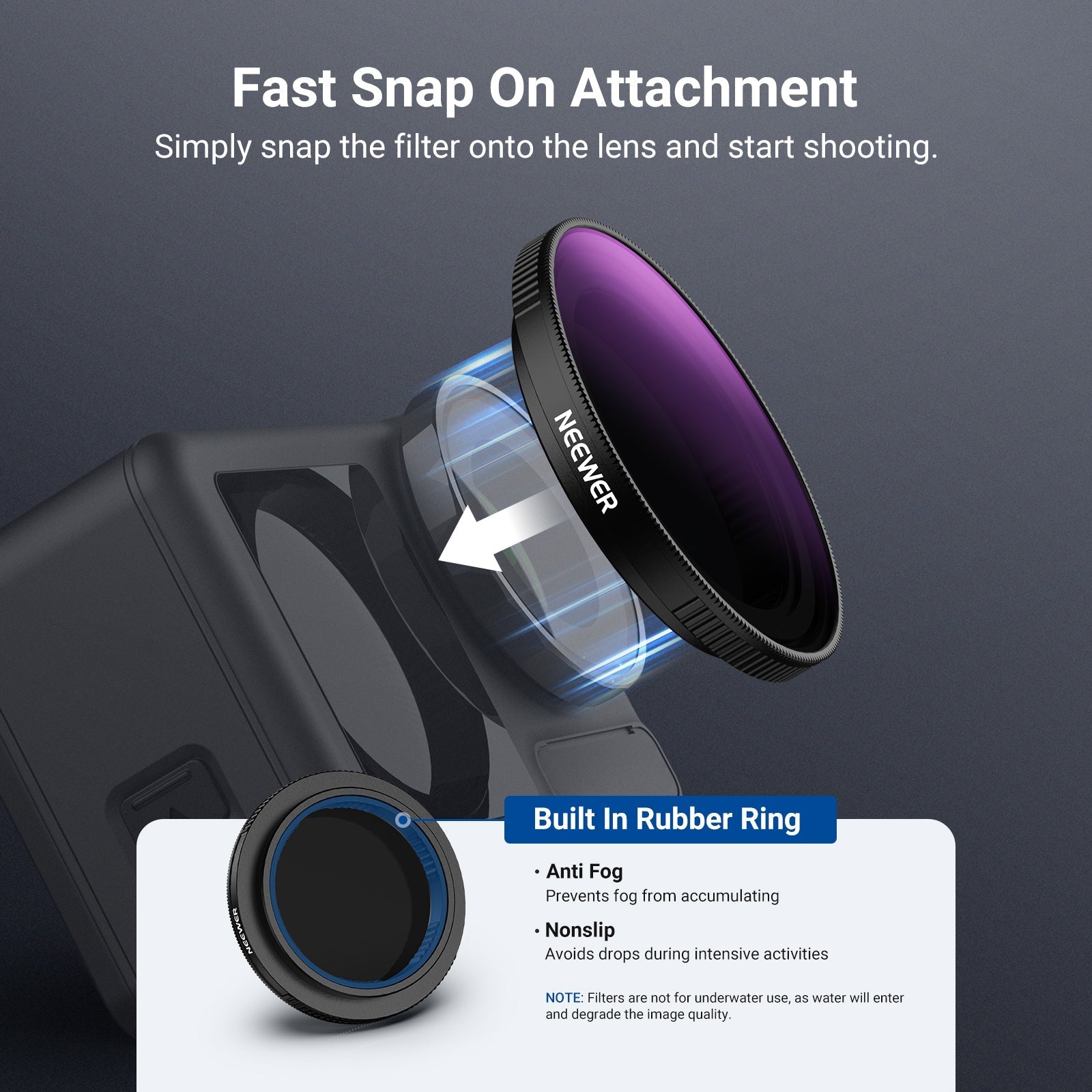 NEEWER Variable ND Filter Compatible with DJI Osmo Action 5 Pro/4/3