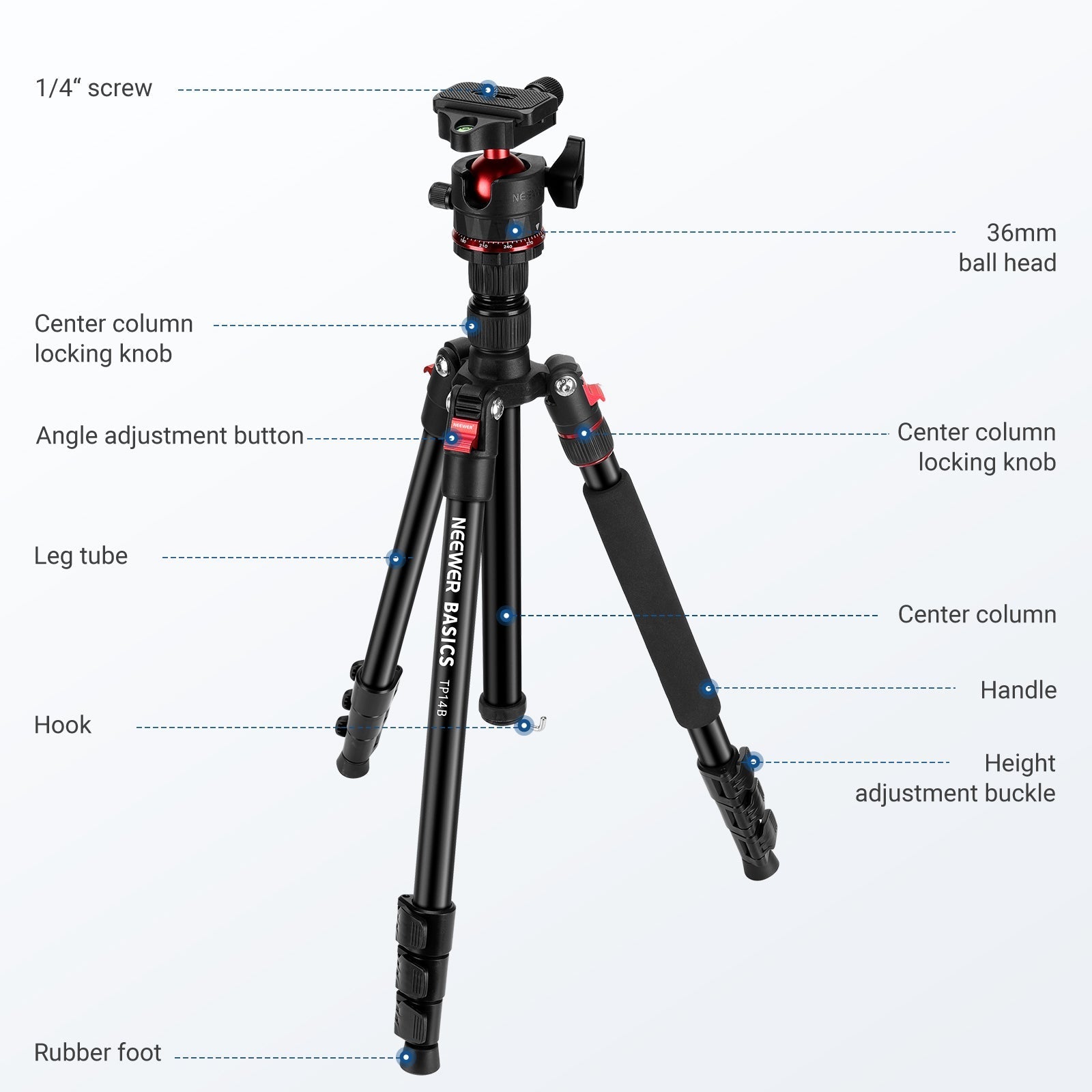 NEEWER BASICS TP14B 72"/ 182cm Travel Tripod Monopod