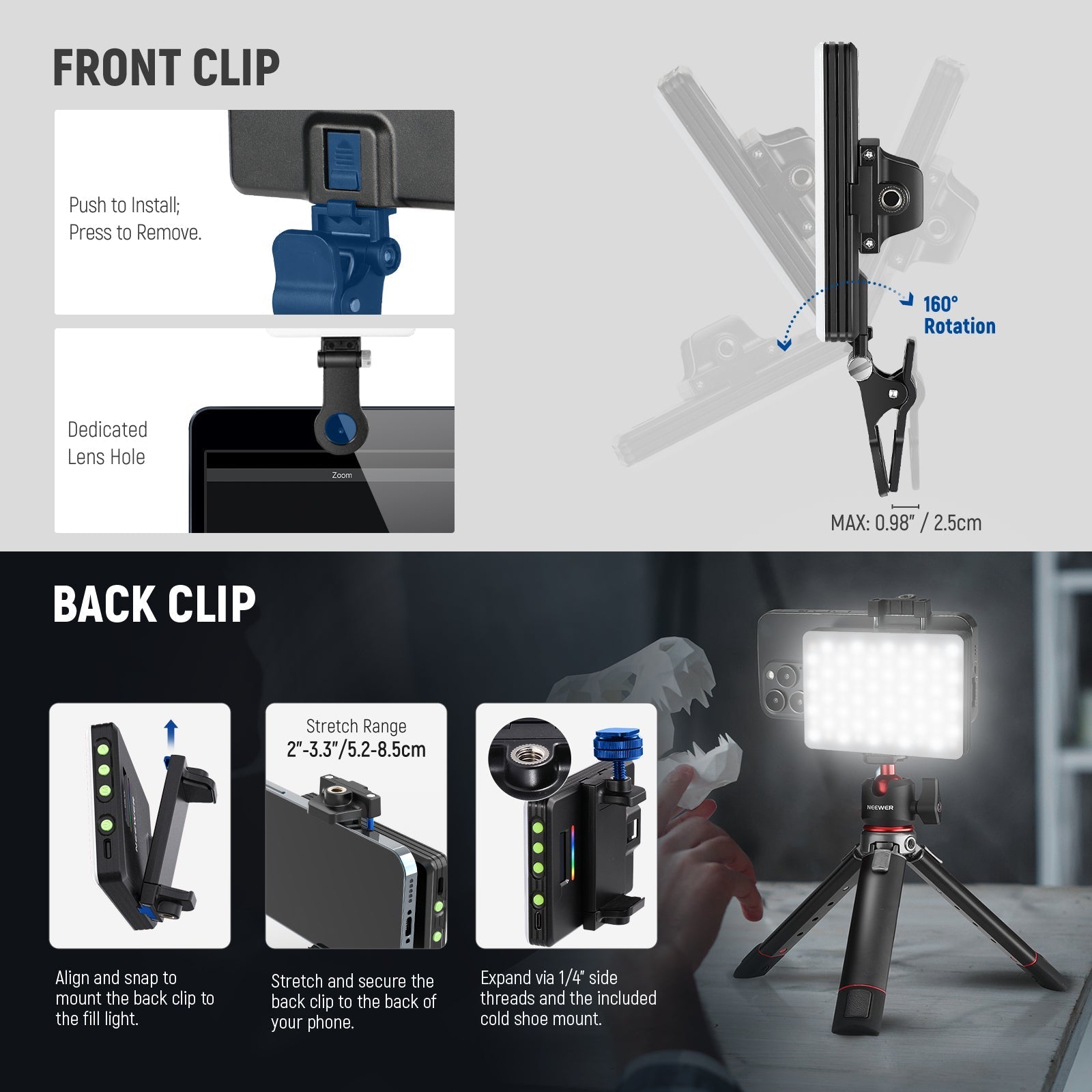 NEEWER VL67C Phone Selfie Light with APP Control