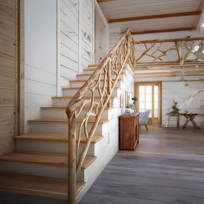 Rustic Solid Wood Stair Railing Home Interior