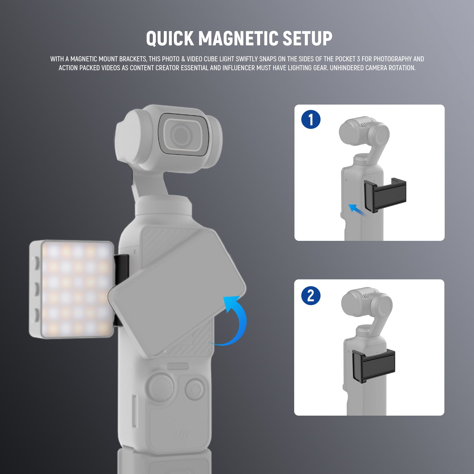NEEWER BASICS M24 Bi Color Magnetic LED Fill Light For DJI OSMO Pocket 3
