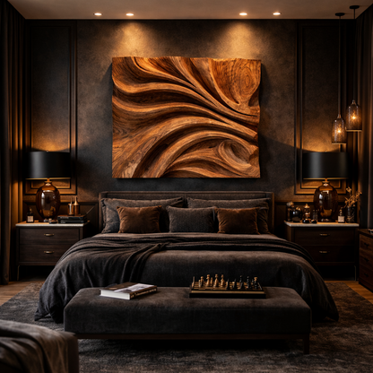 Abstract Fold Carved Solid Wood Wall Art Modern Interior Decor