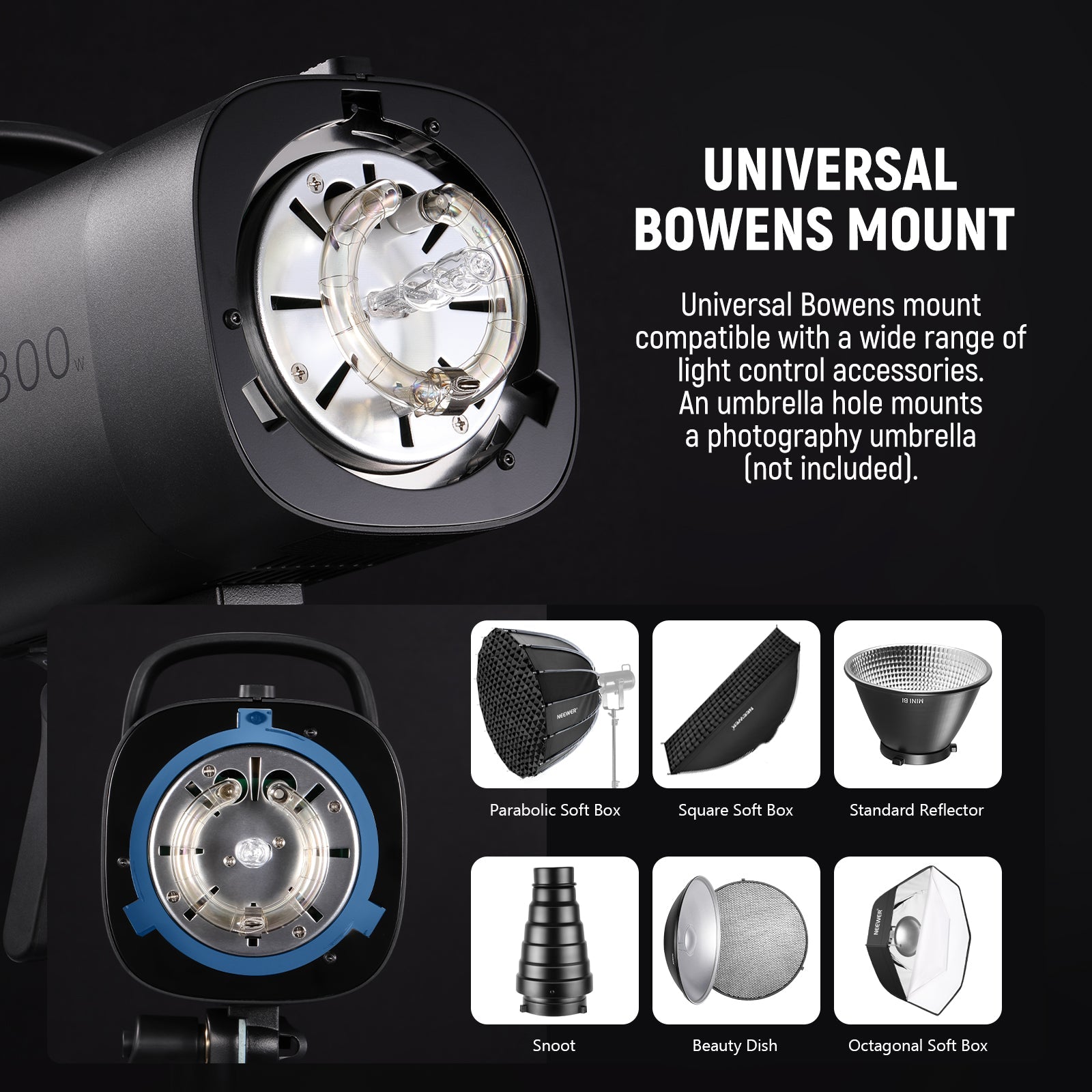 NEEWER 2 Pack S101-300W 300Ws Studio Monolight Flash Light Kit