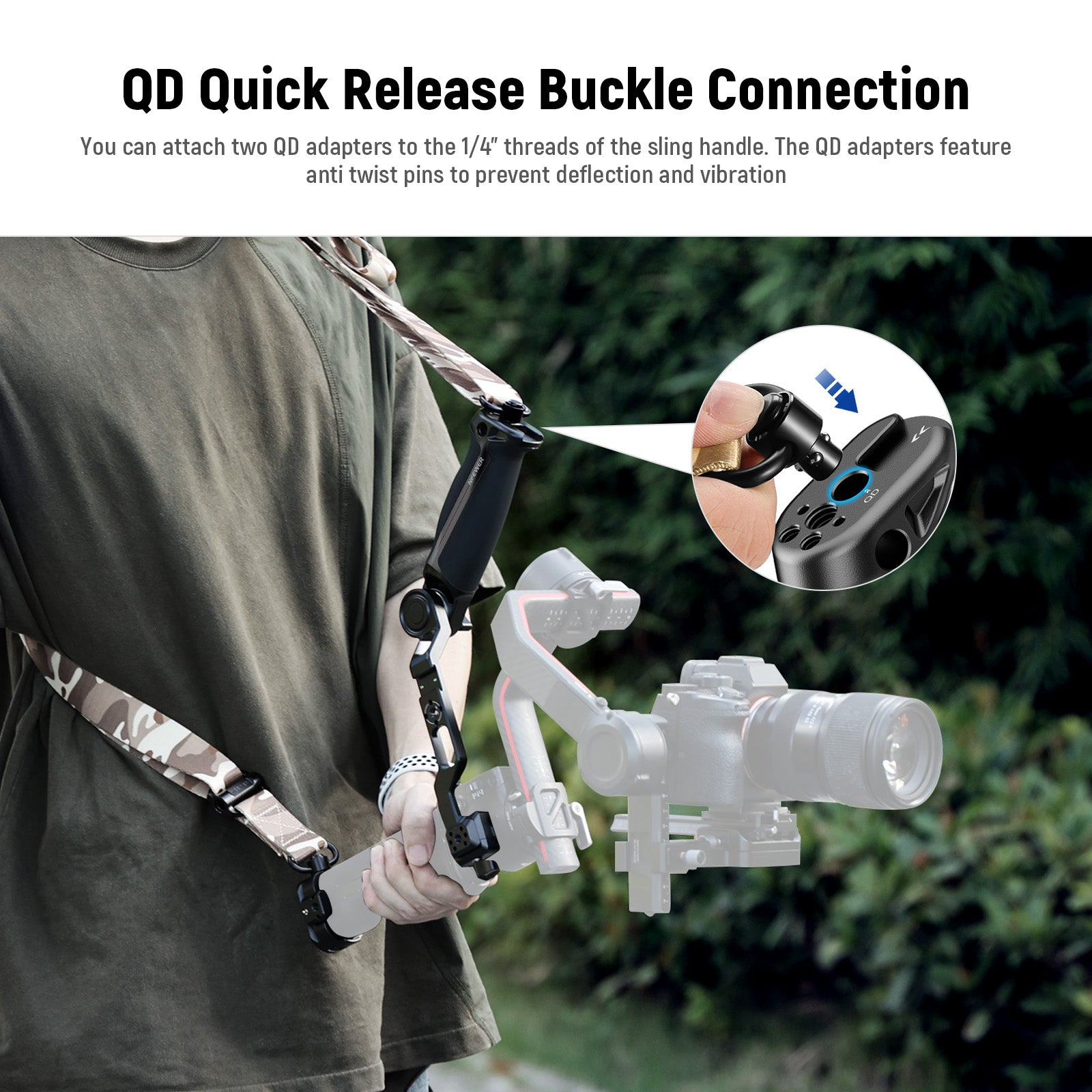 NEEWER GA020 Gimbal Sling Handle with NATO & QD for DJI RS Series Gimbals
