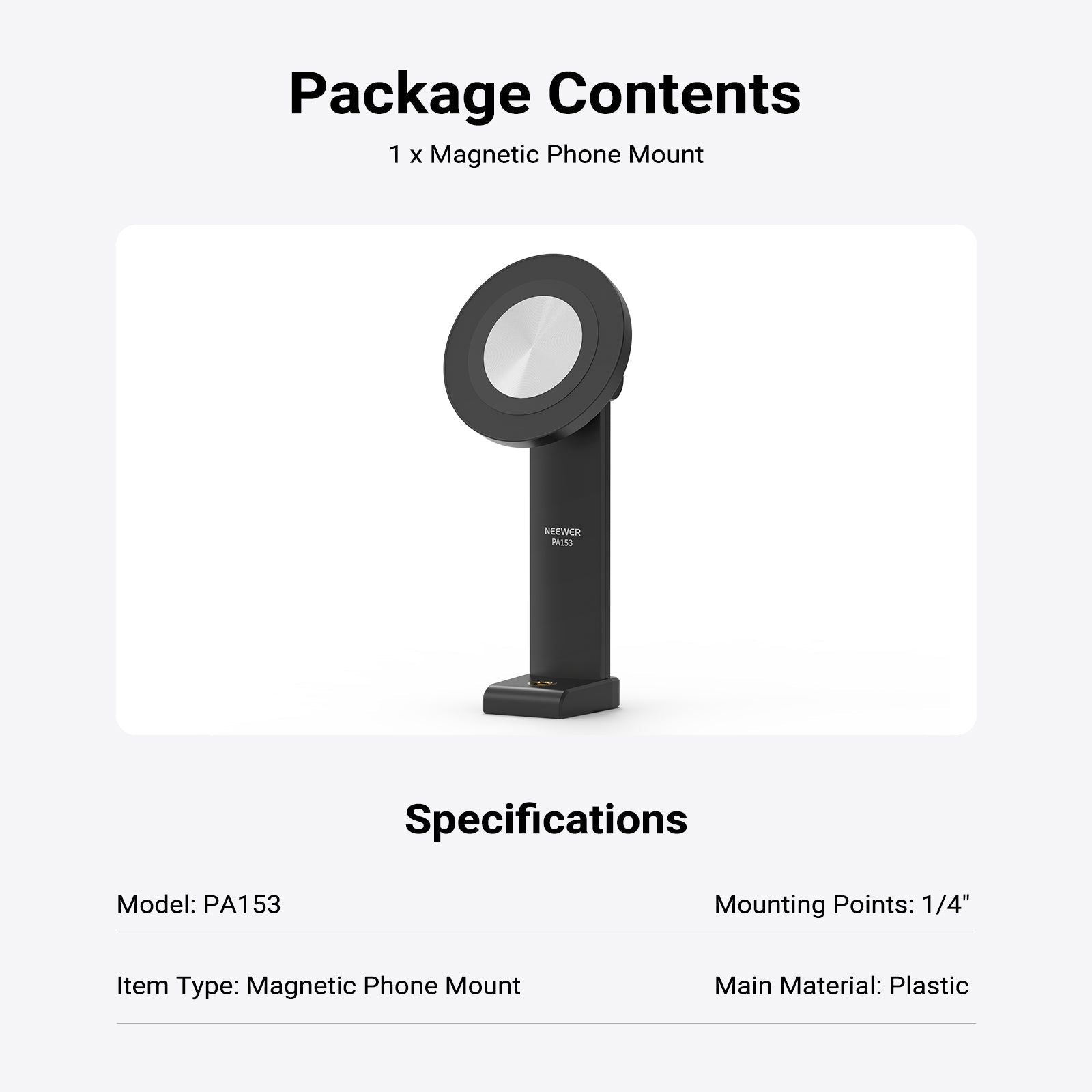 NEEWER ENTRY LEVEL VERSION PA153 Magnetic Phone Mount