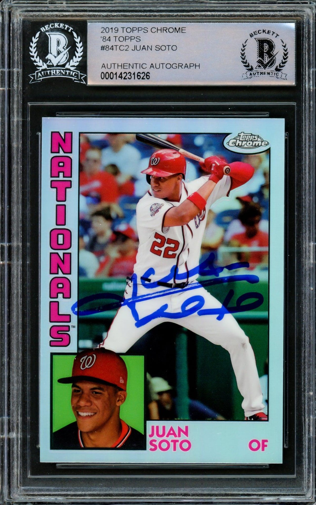 Juan Soto Autographed 2019 Topps Chrome Refractor 1984 Rookie Card #84TC-2 Washington Nationals Beckett BAS #14231626