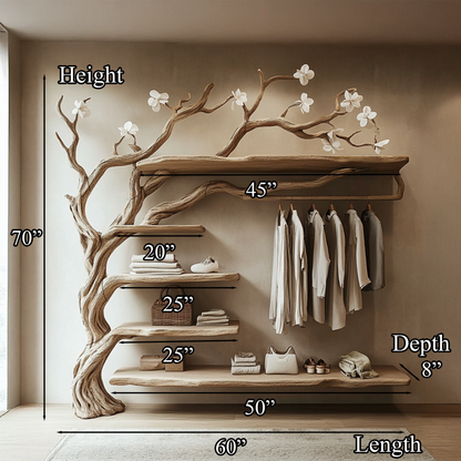 Rustic Tree Coat Rack Wall Mounted Handcrafted