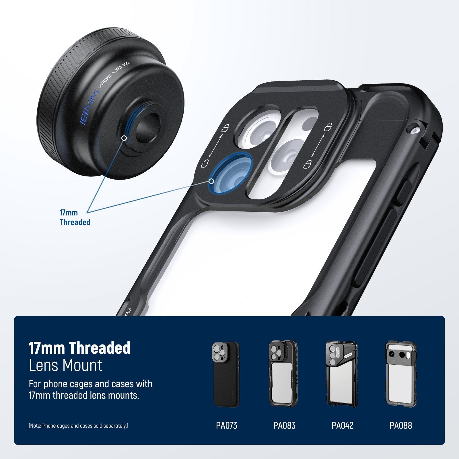 NEEWER LS-72 100° FOV 18mm Wide Angle Lens with 17mm Threaded Clip